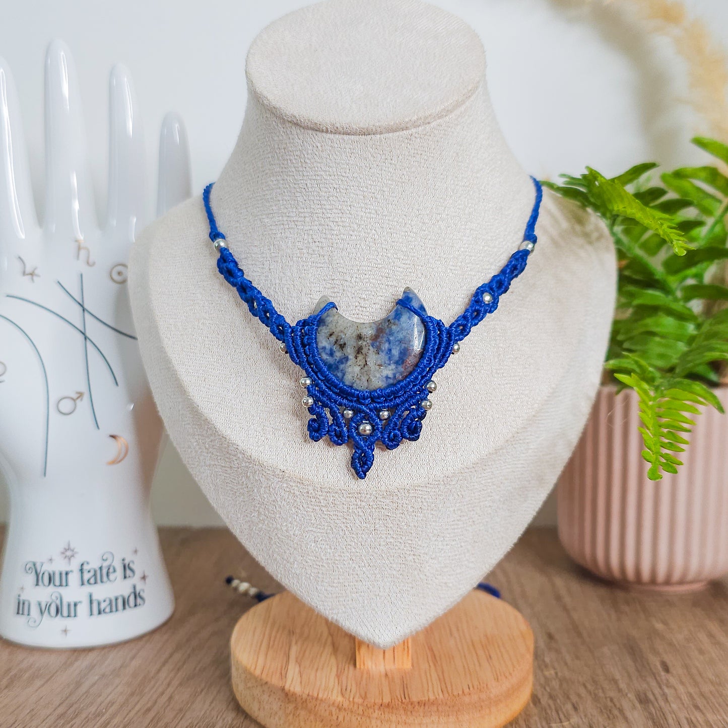 Handmade Sodalite Moon Necklace