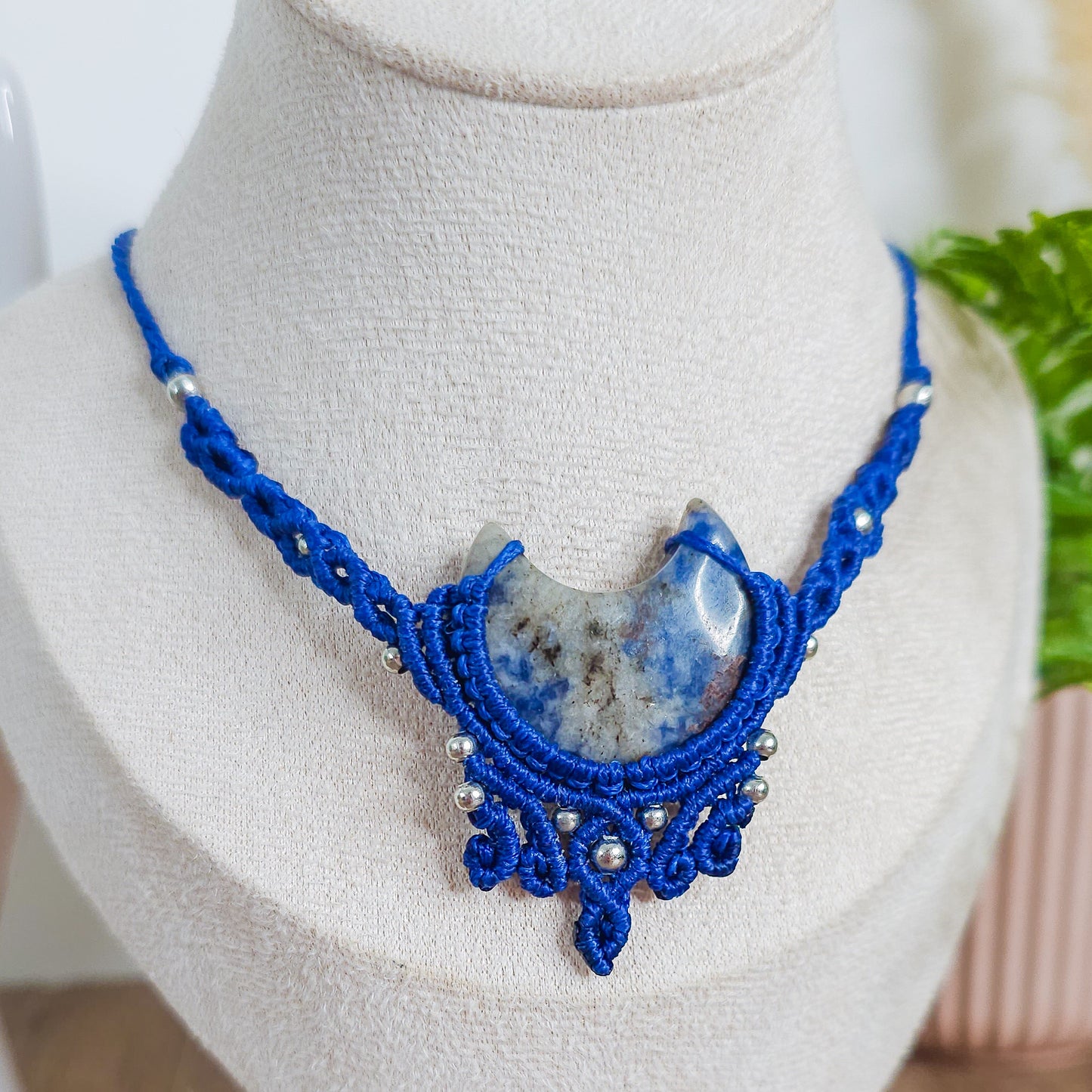 Handmade Sodalite Moon Necklace