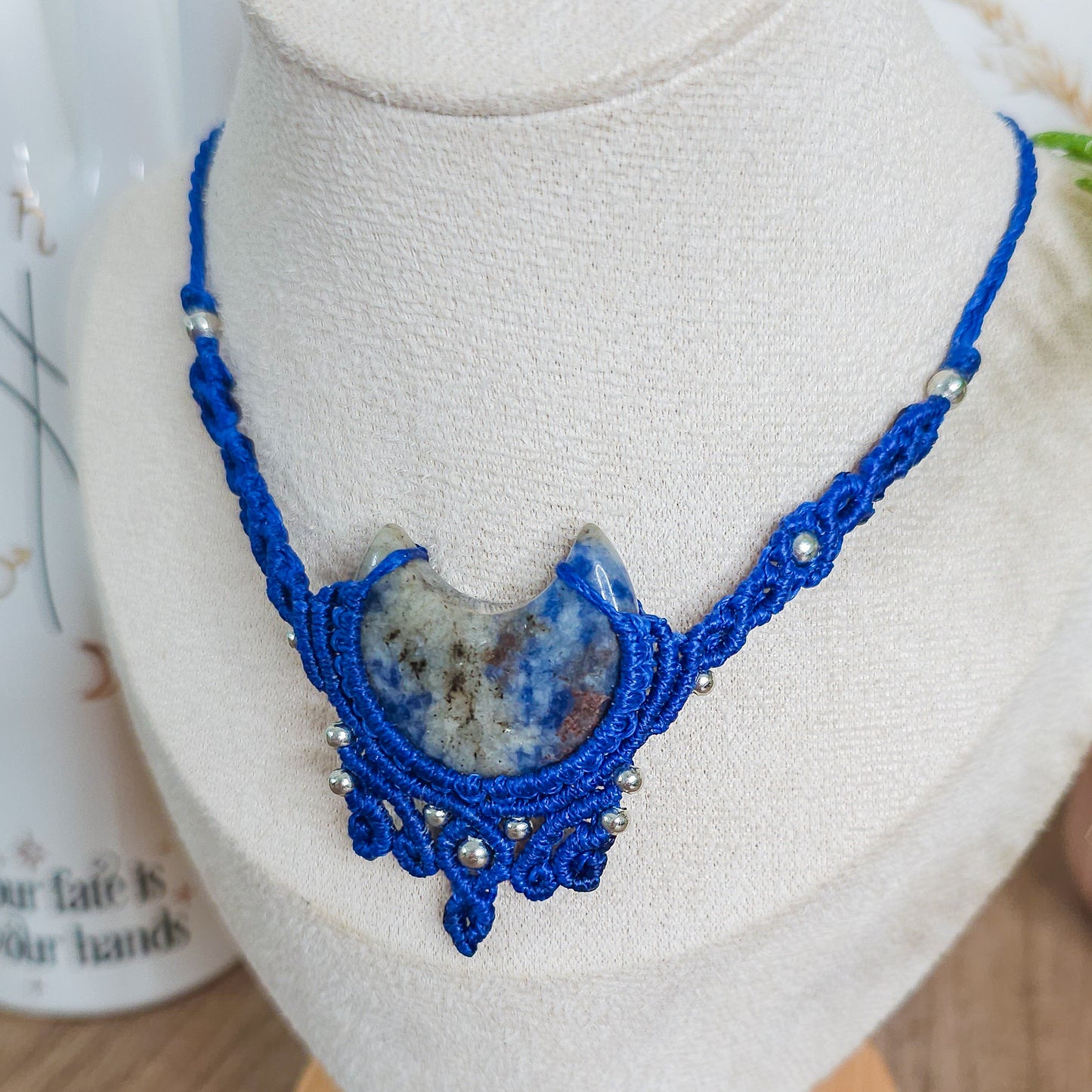 Handmade Sodalite Moon Necklace