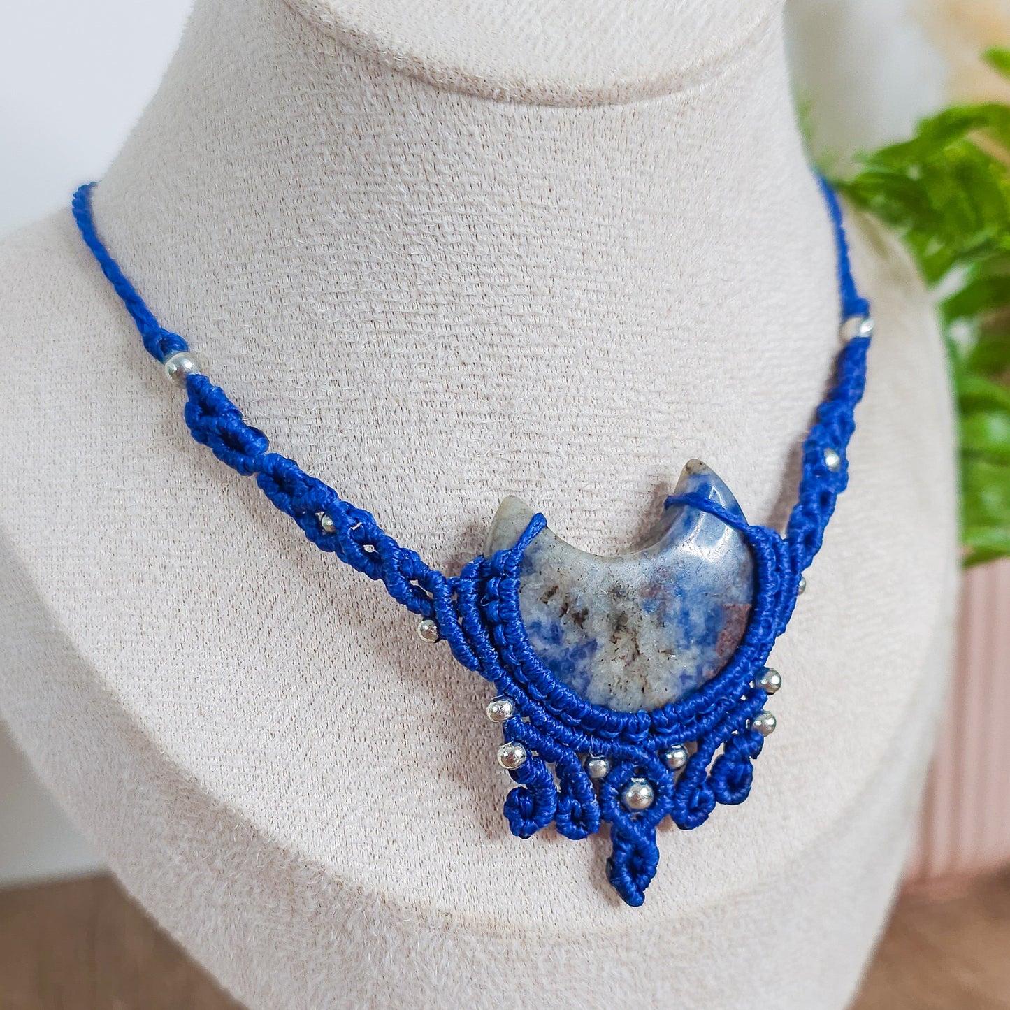 Handmade Sodalite Moon Necklace