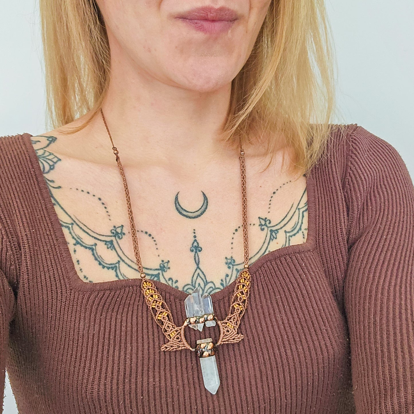 Handmade Amulet Necklace with Clear Quartz