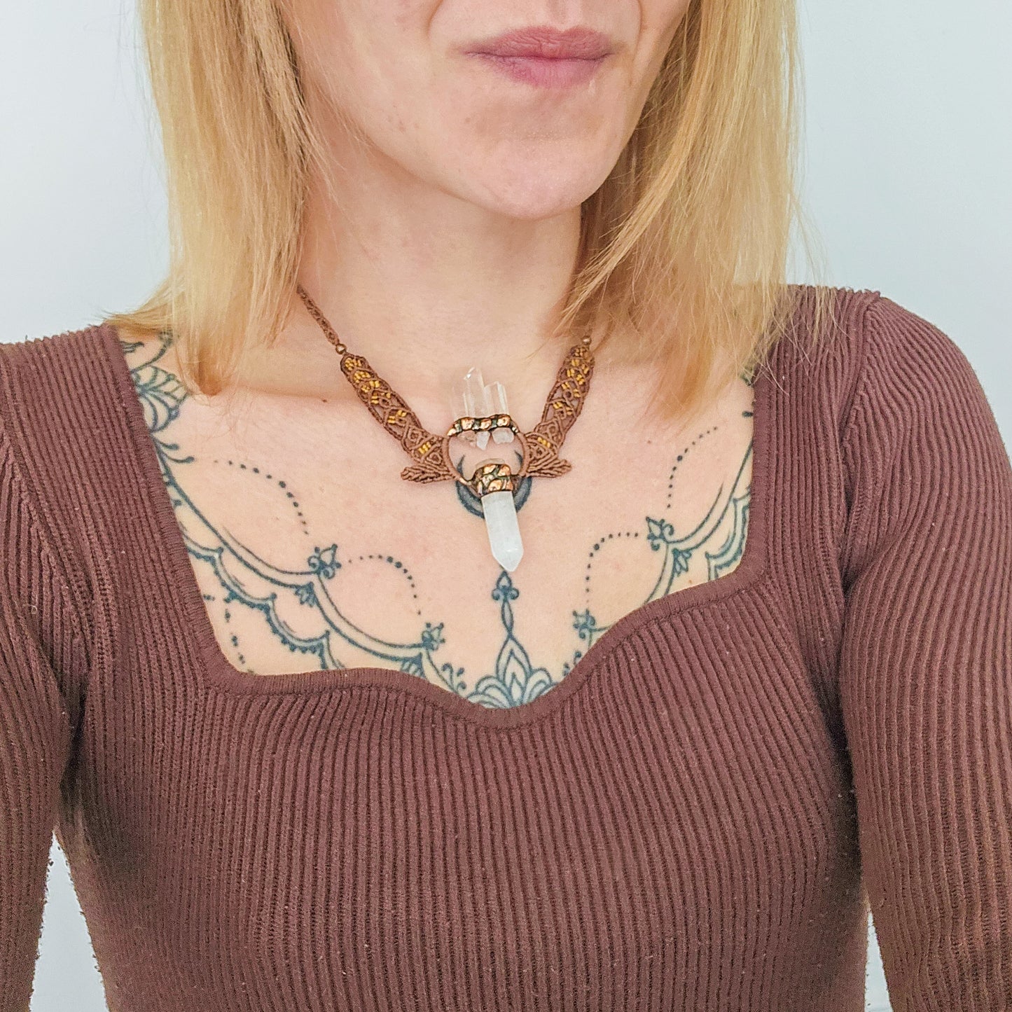 Handmade Amulet Necklace with Clear Quartz