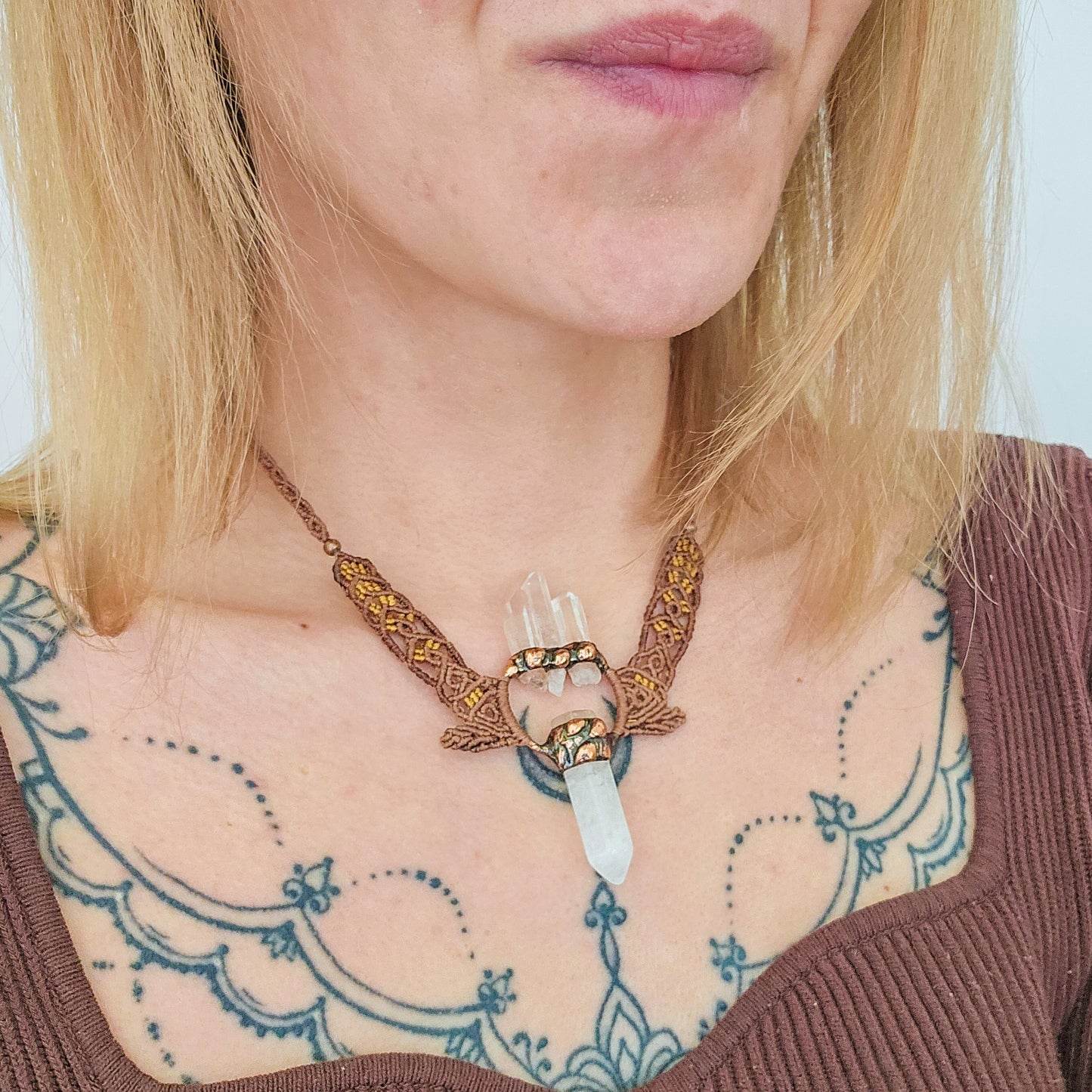 Handmade Amulet Necklace with Clear Quartz