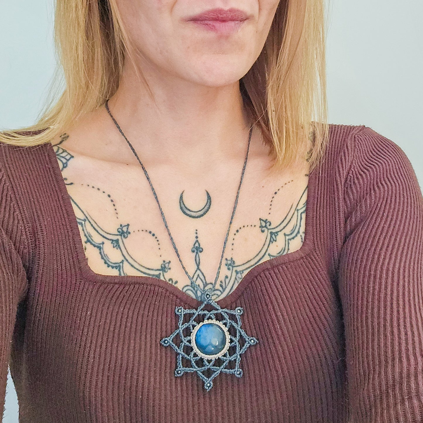 Handmade Labradorite Mandala Necklace
