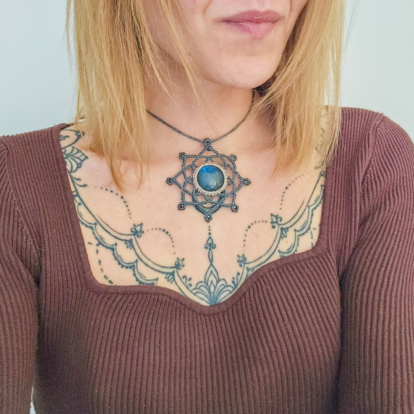 Handmade Labradorite Mandala Necklace