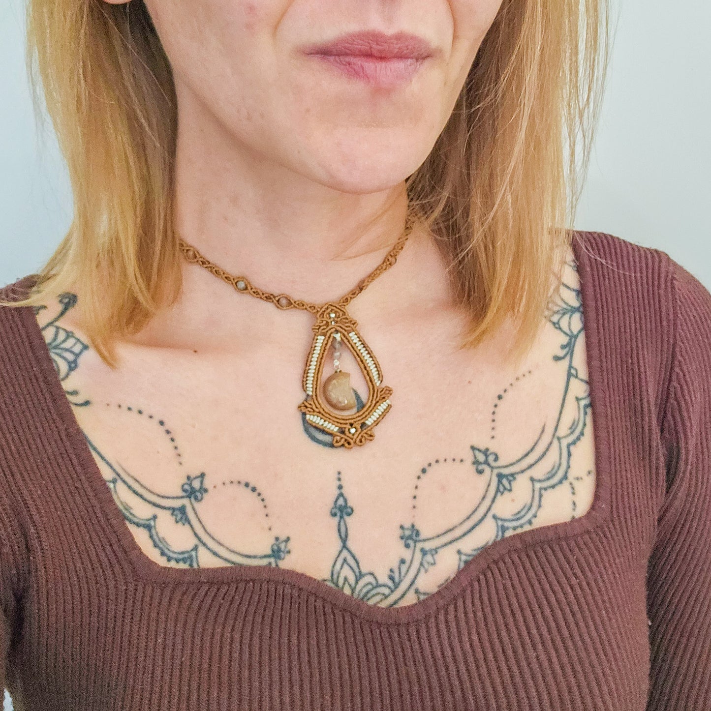 Handmade Moonstone and Sunstone Necklace