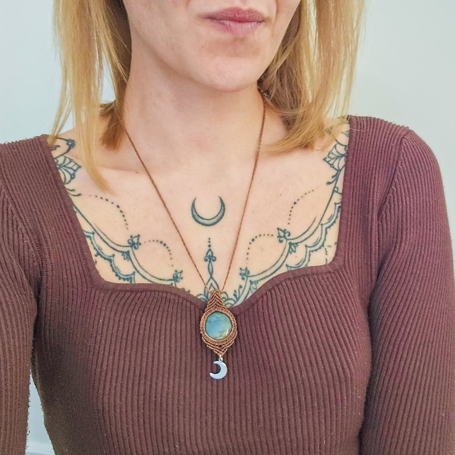 Handmade Sea Jasper Lunar Necklace