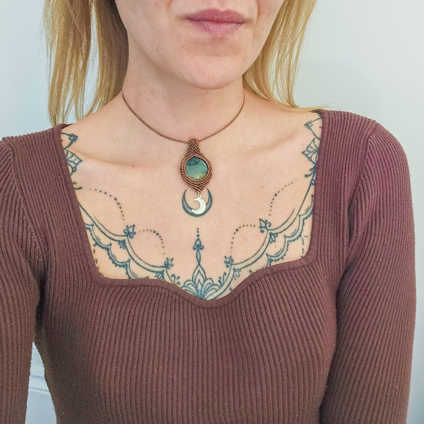 Handmade Sea Jasper Lunar Necklace