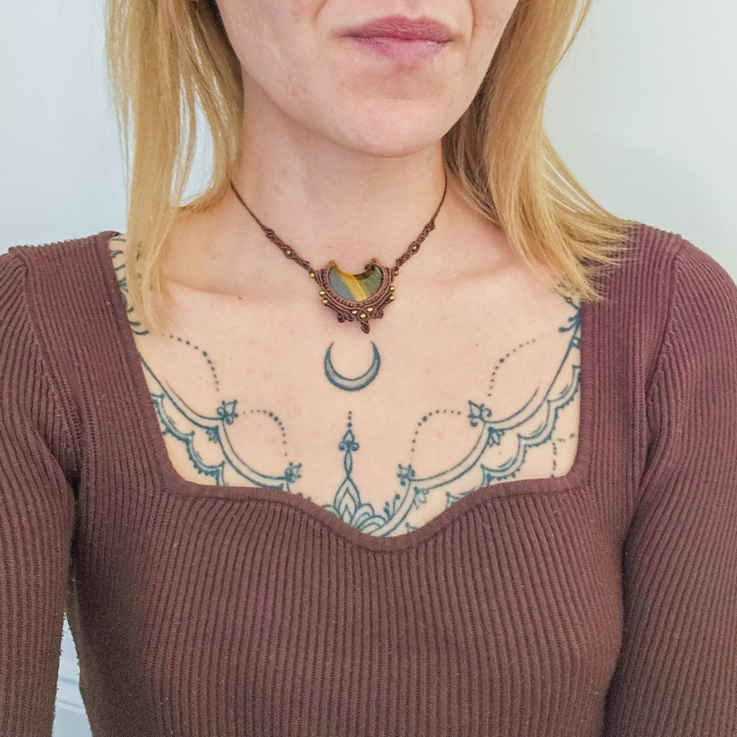 Handmade Tiger's Eye Moon Necklace