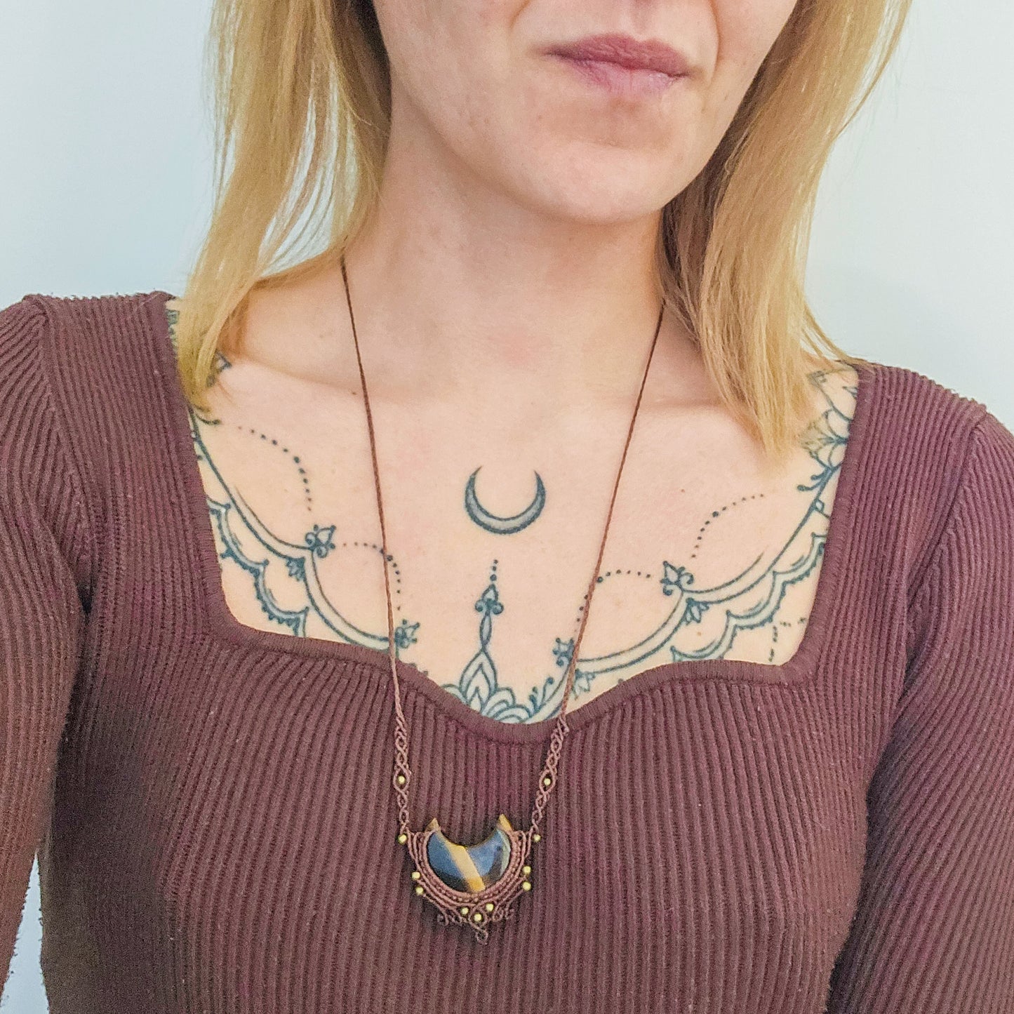 Handmade Tiger's Eye Moon Necklace