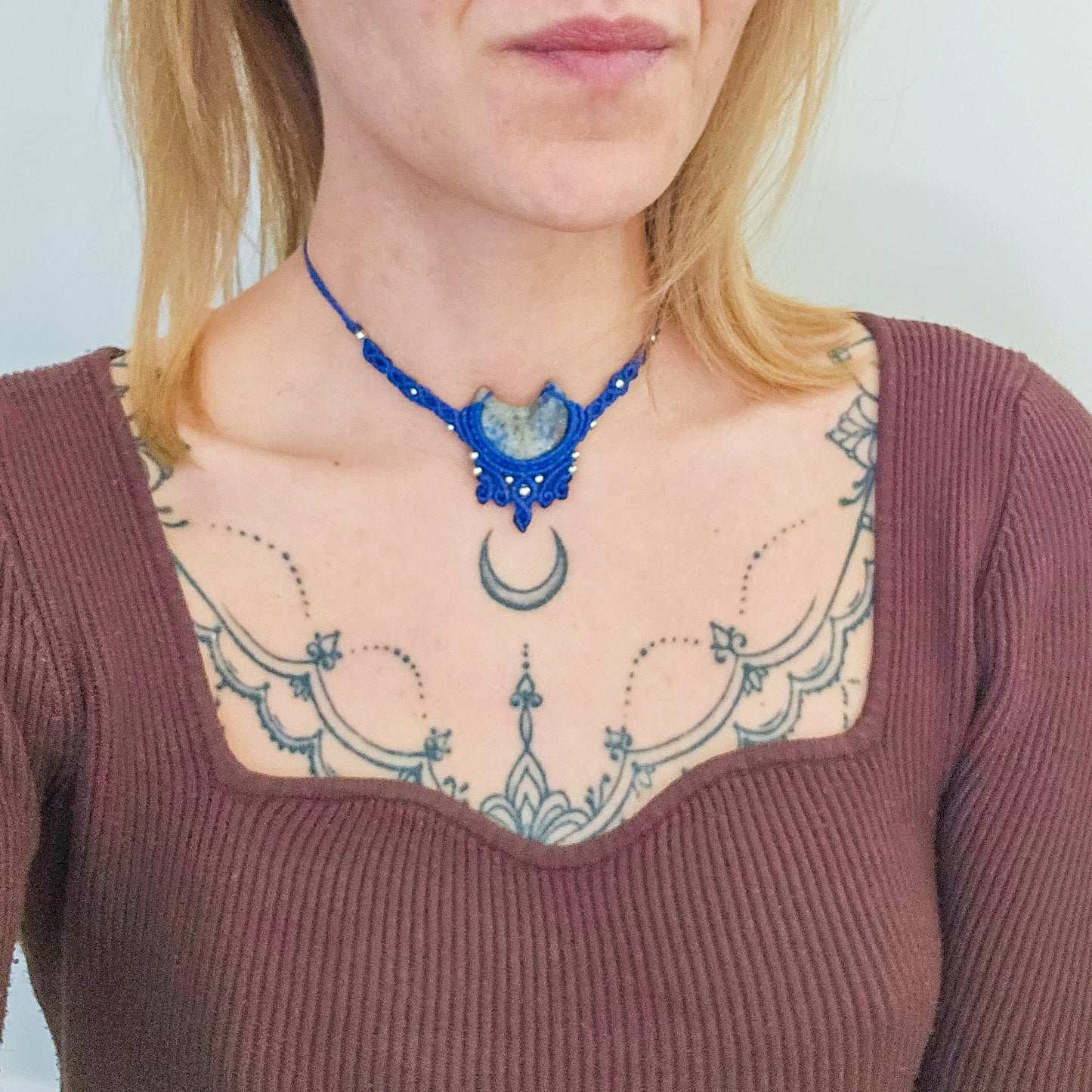 Handmade Sodalite Moon Necklace