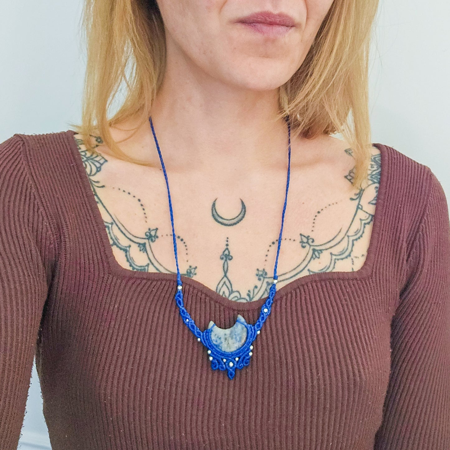 Handmade Sodalite Moon Necklace
