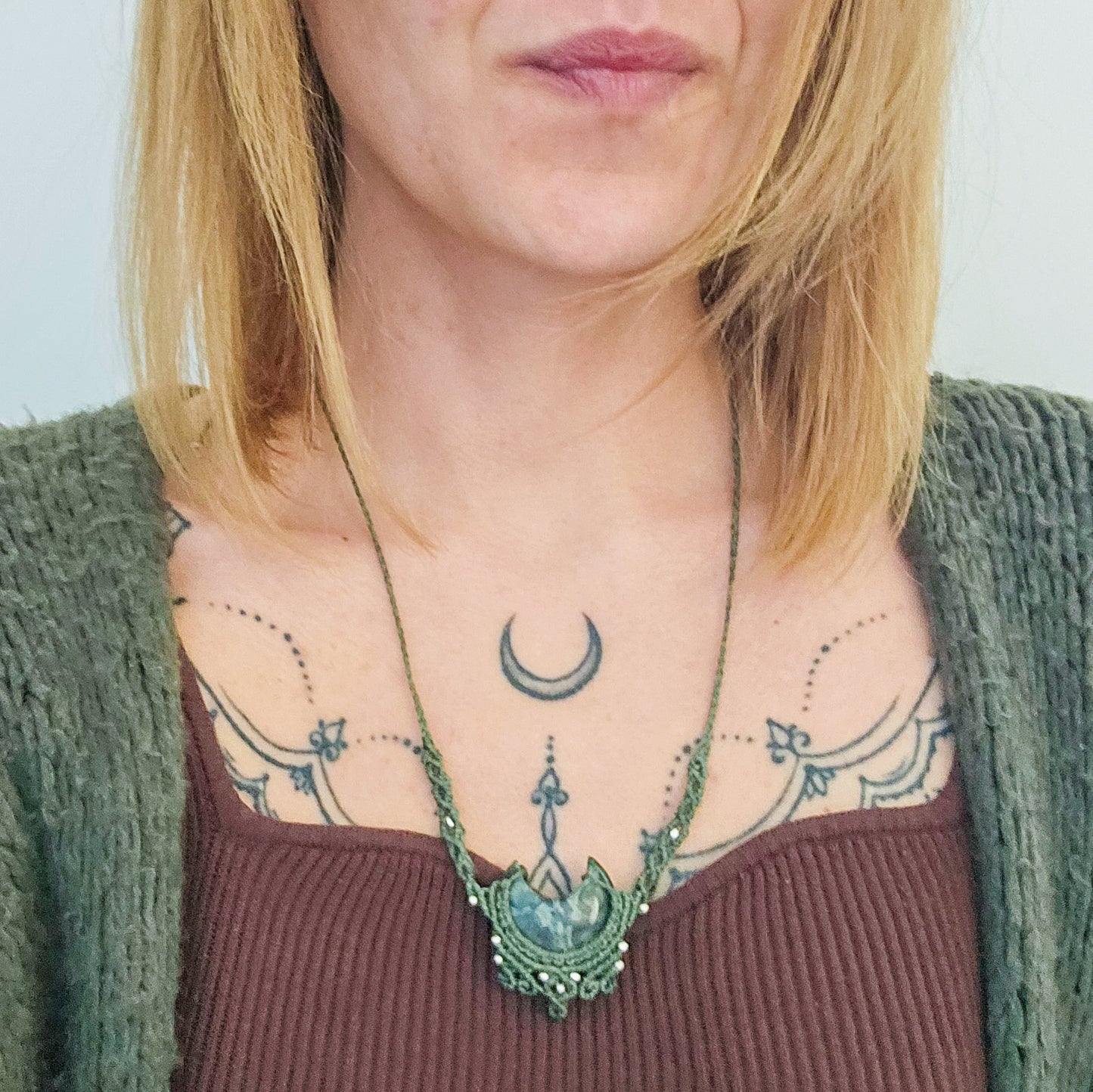 Handmade Kambaba Jasper Moon Necklace