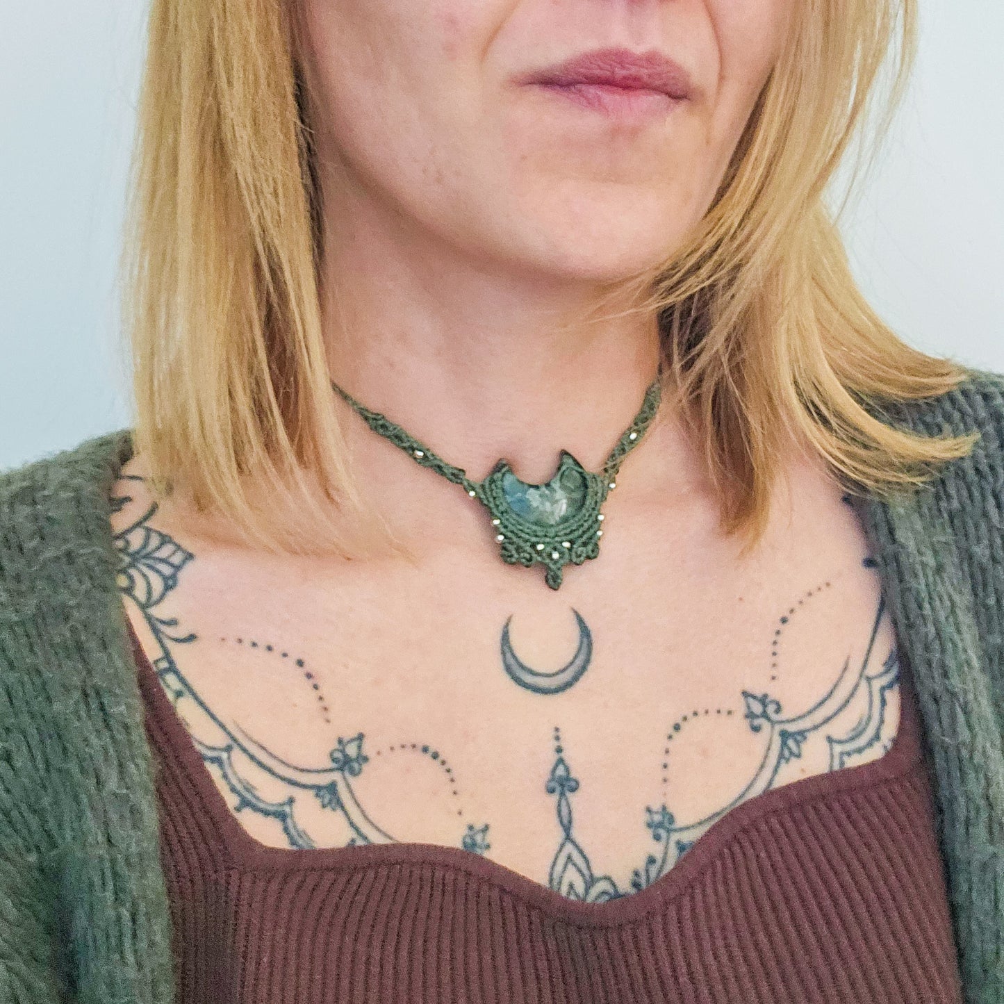 Handmade Kambaba Jasper Moon Necklace