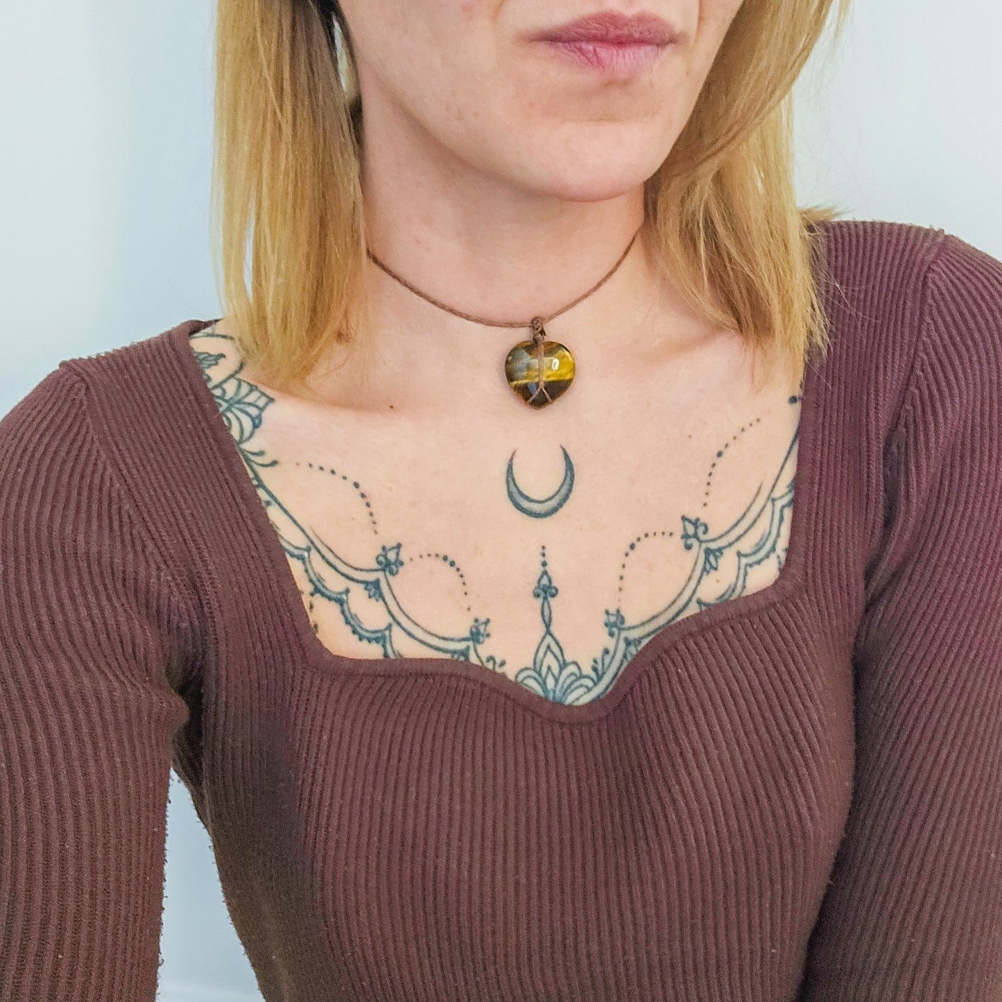 Handmade Tiger's Eye Heart Necklace