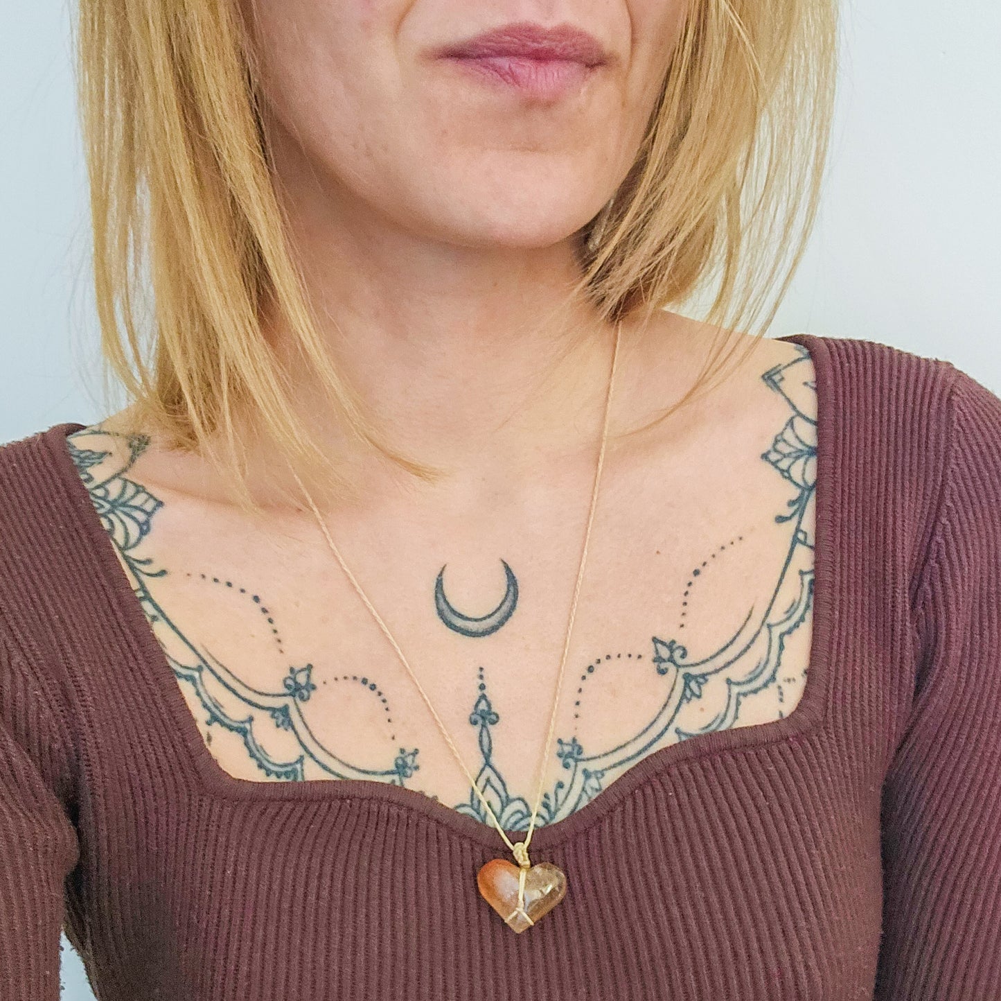 Handmade Rutilated Quartz Heart Necklace