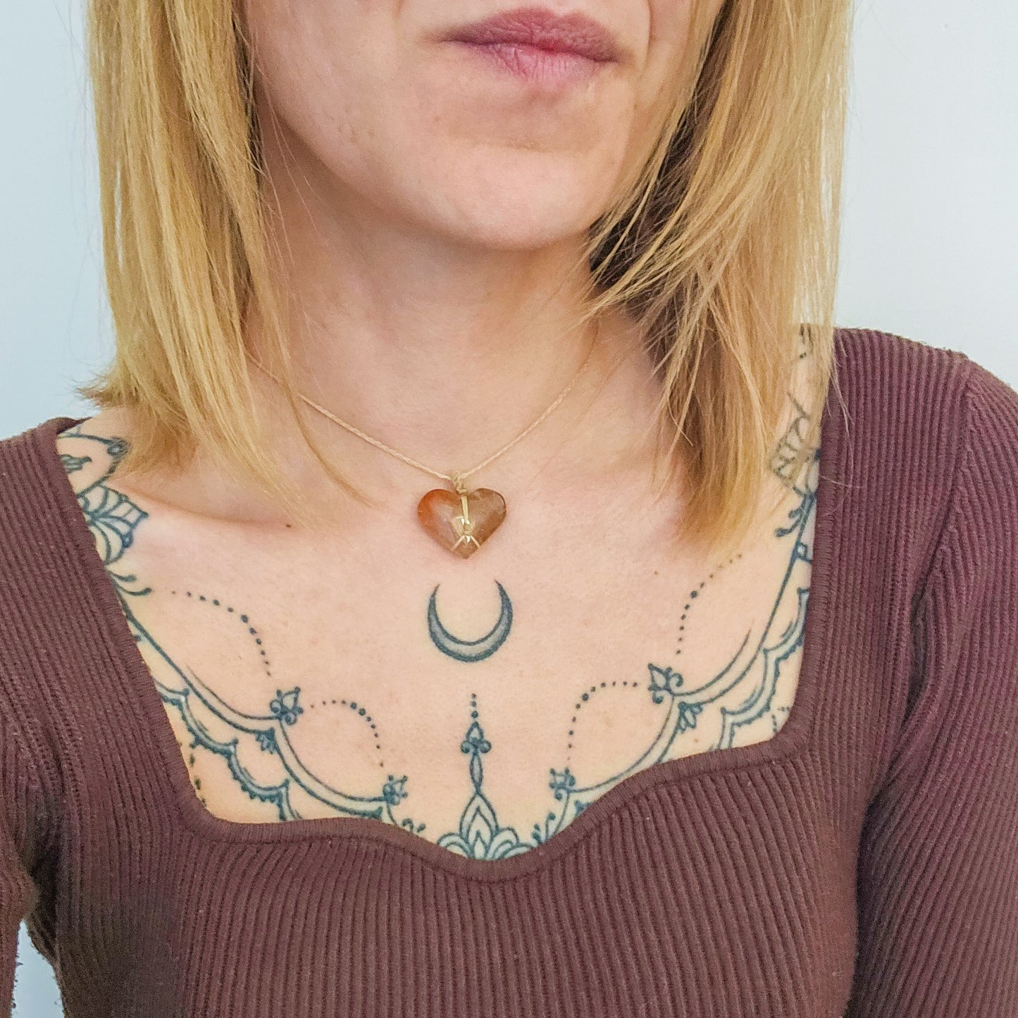 Handmade Rutilated Quartz Heart Necklace
