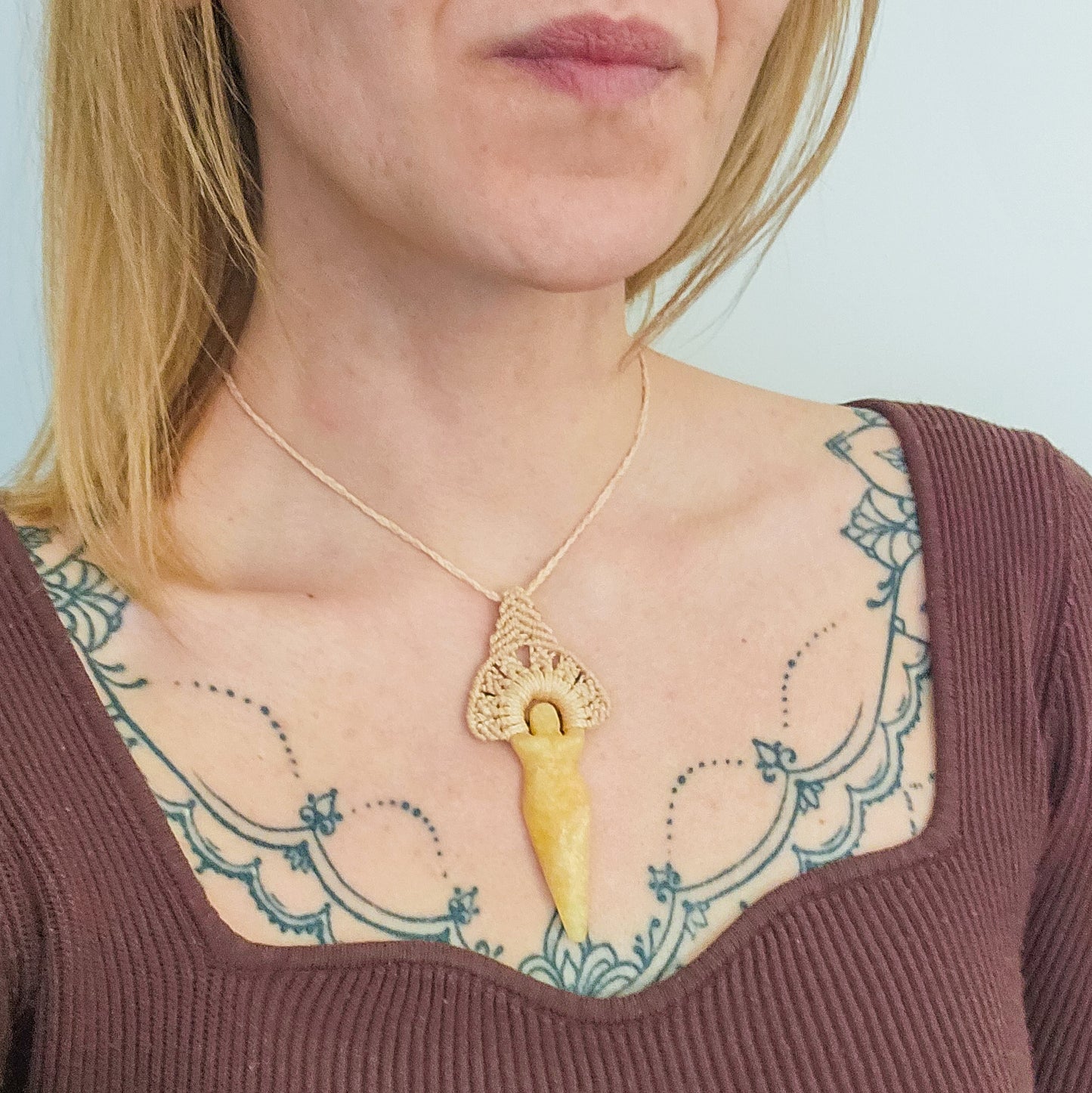 Handmade Orange Calcite Goddess Amulet Necklace