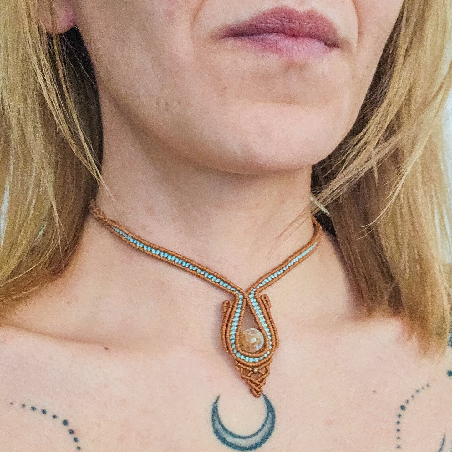 Handmade Collar Necklace with Agate