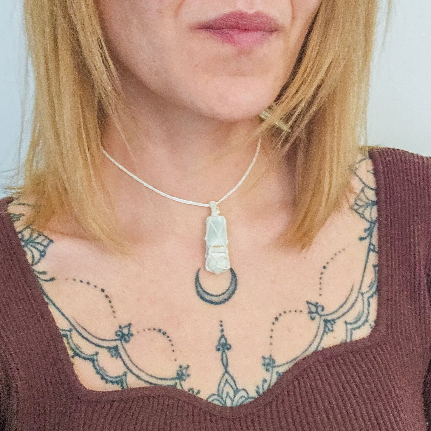 Handmade Necklace with Caribbean Calcite Point