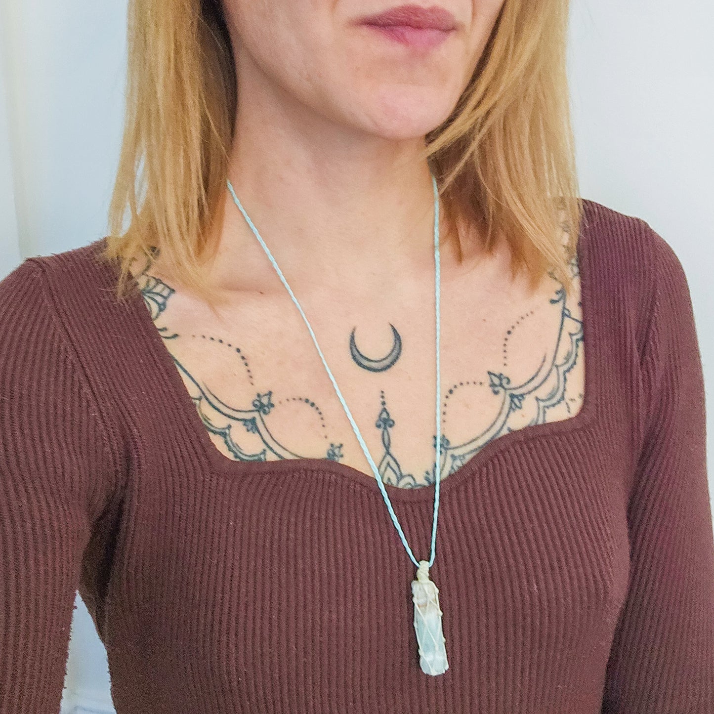 Handmade Necklace with Caribbean Calcite Point