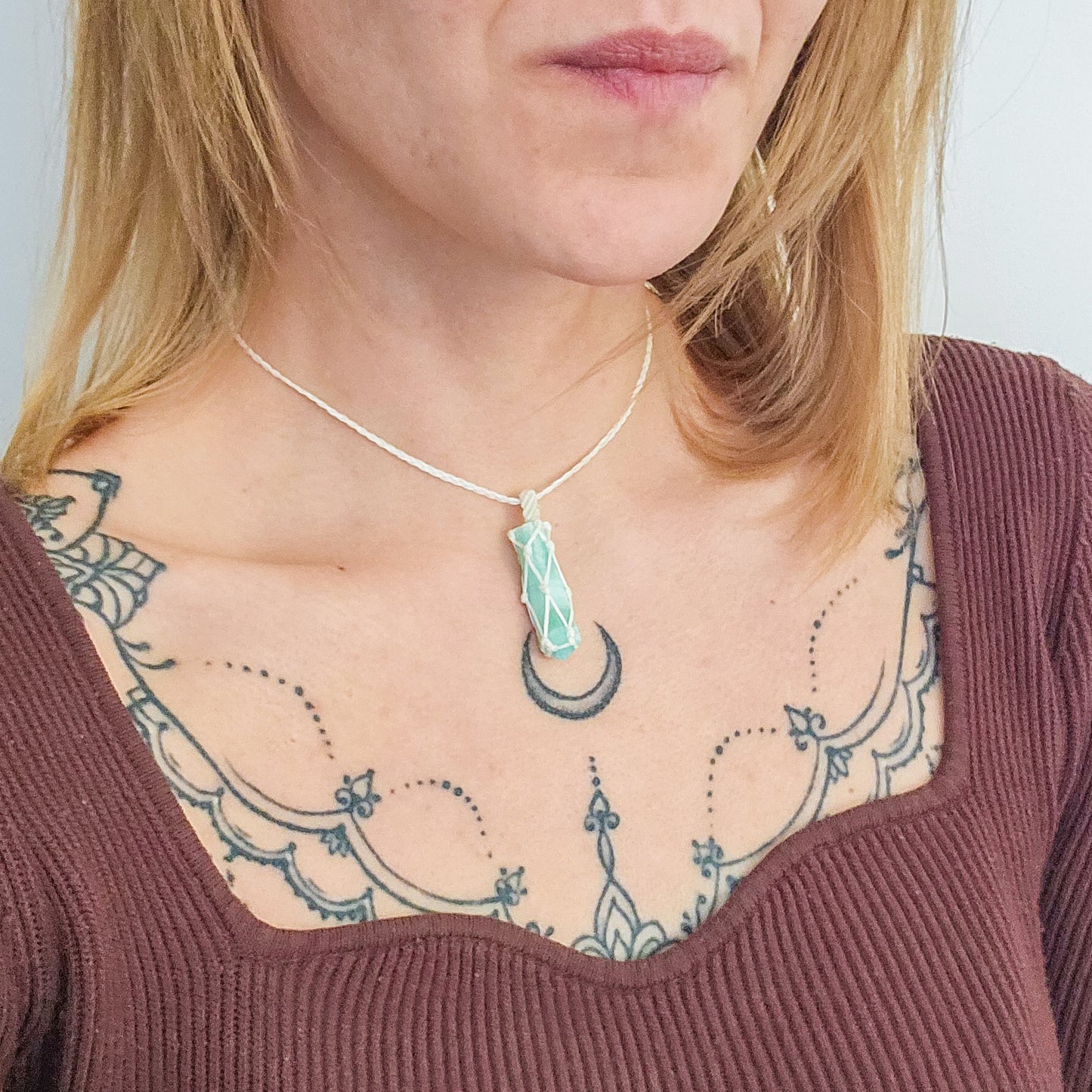 Handmade Necklace with Blue Aragonite Point