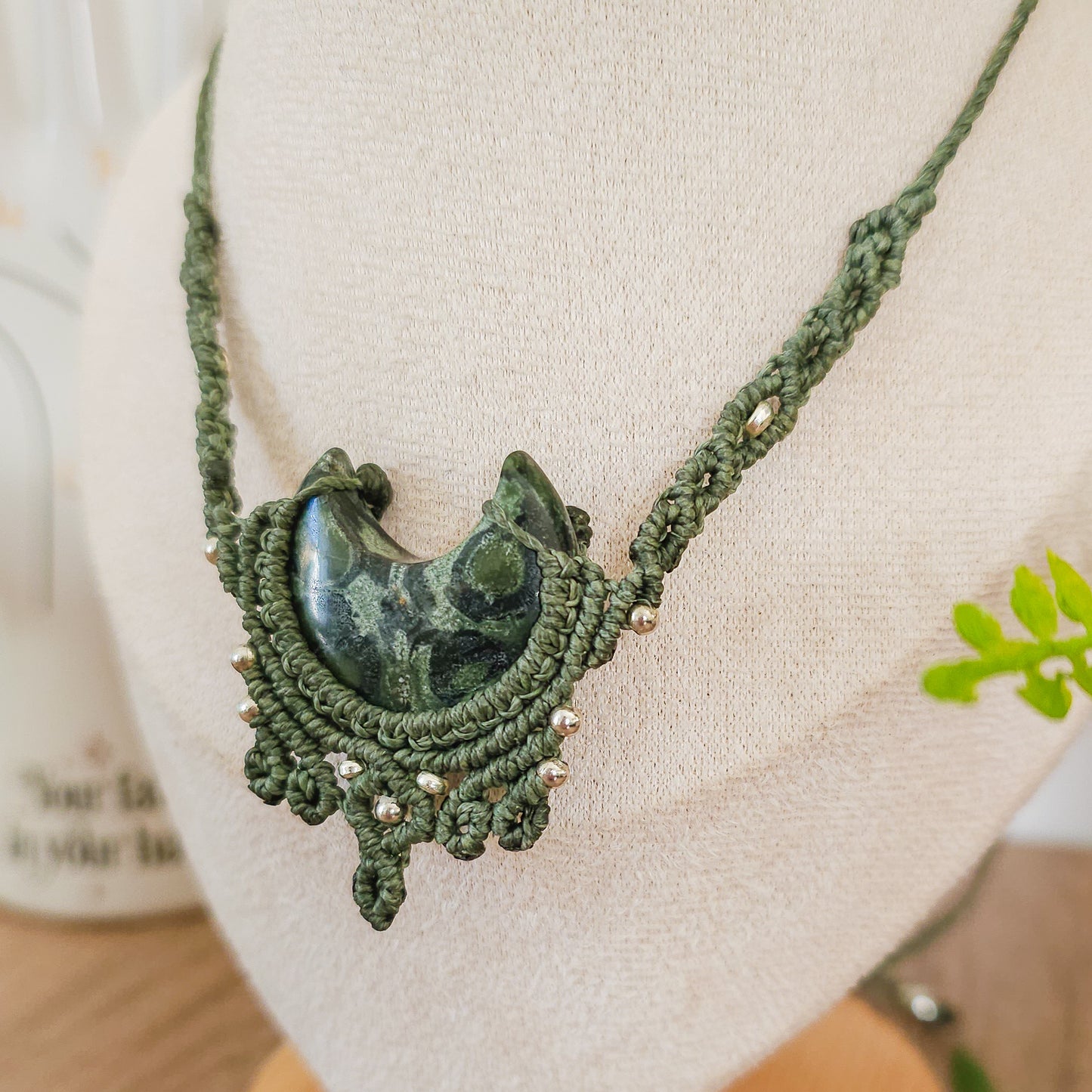 Handmade Kambaba Jasper Moon Necklace