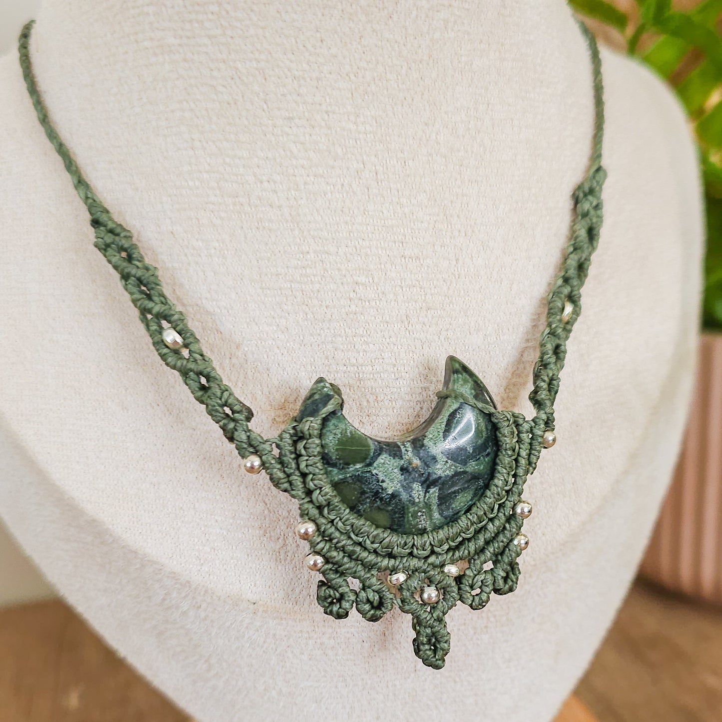 Handmade Kambaba Jasper Moon Necklace