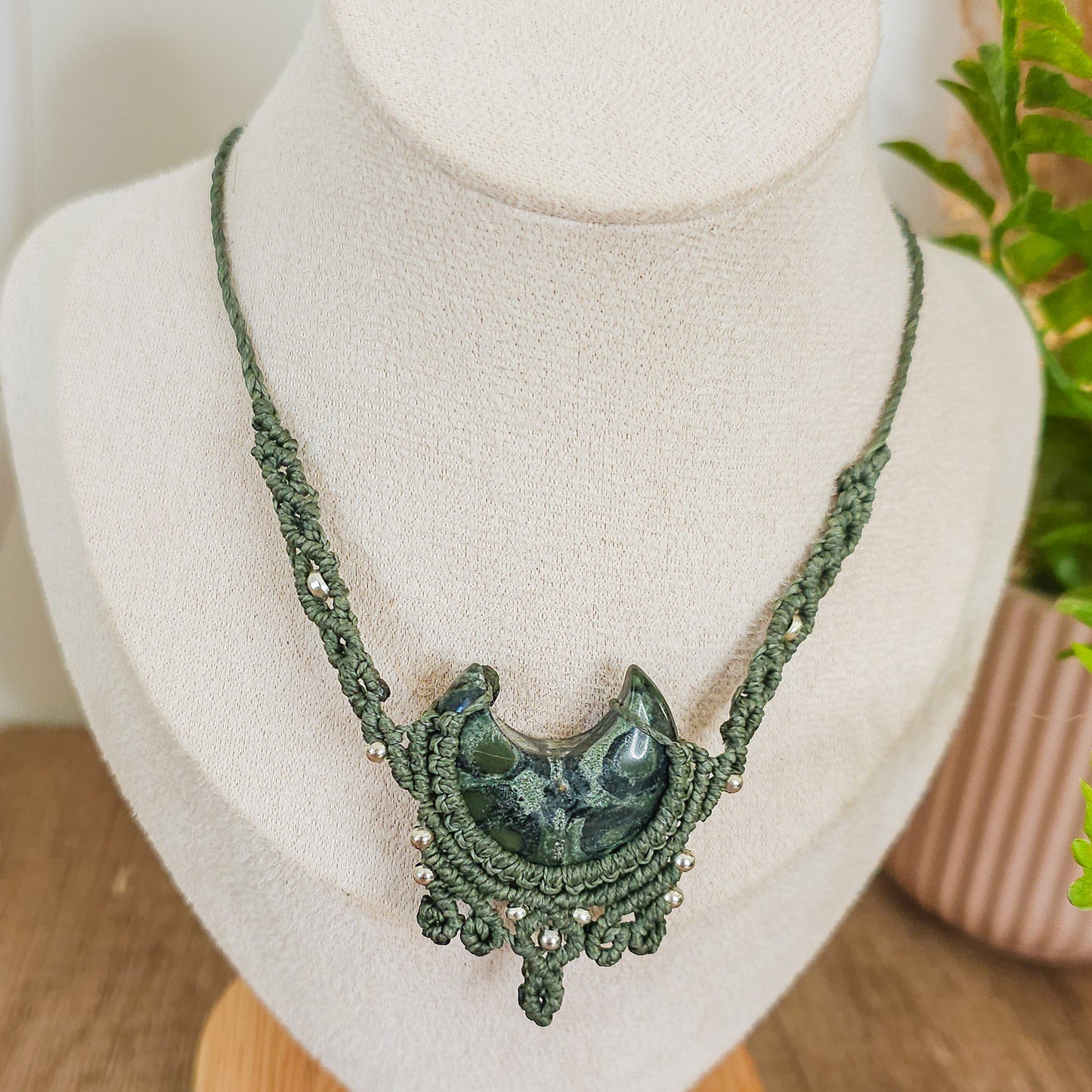 Handmade Kambaba Jasper Moon Necklace