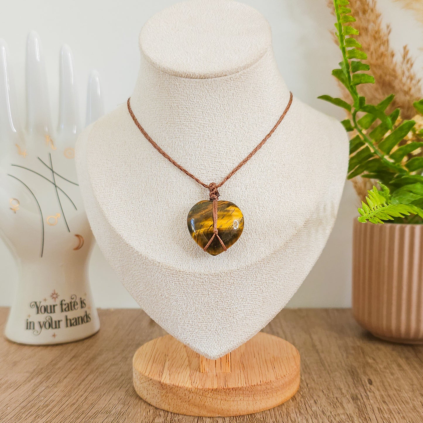 Handmade Tiger's Eye Heart Necklace