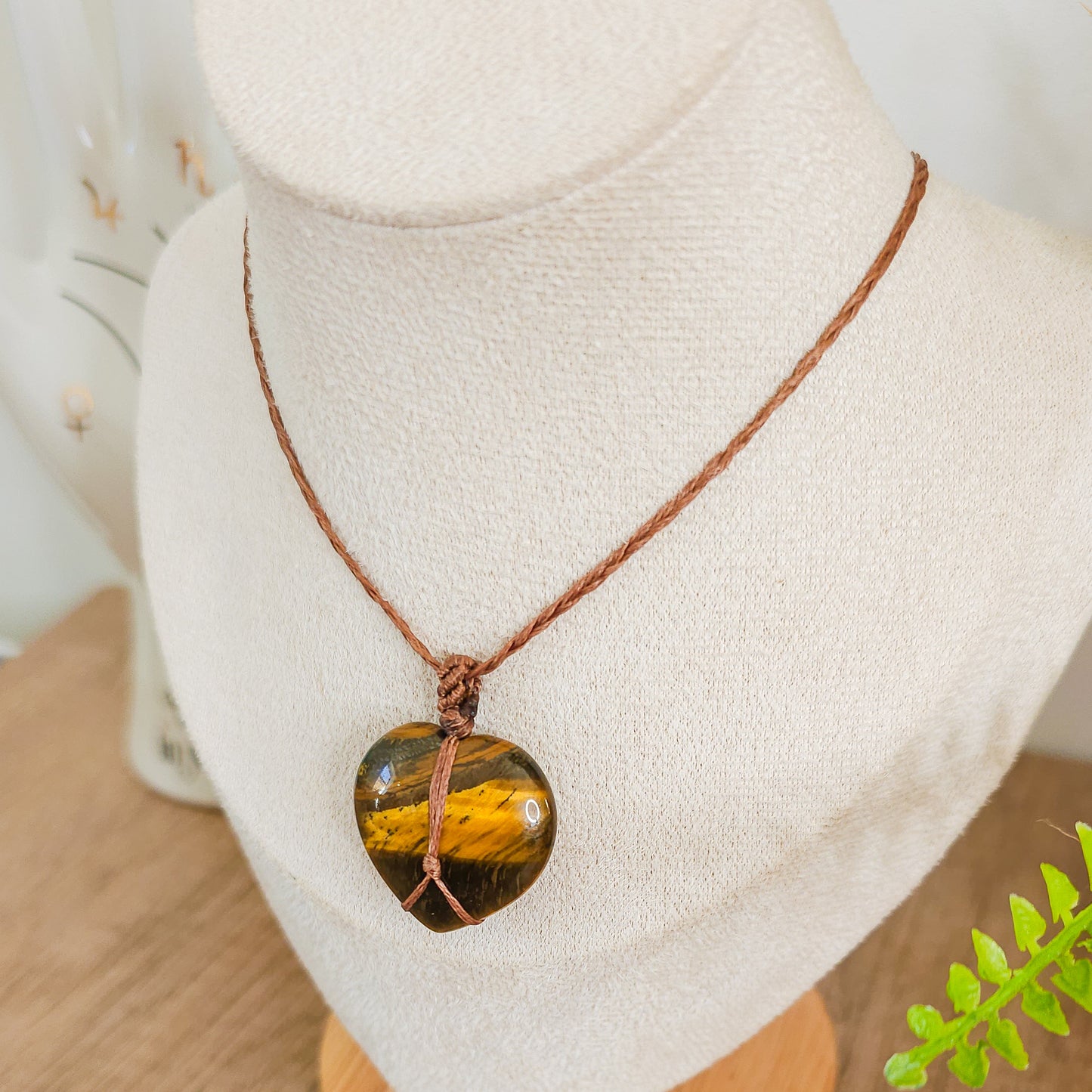 Handmade Tiger's Eye Heart Necklace