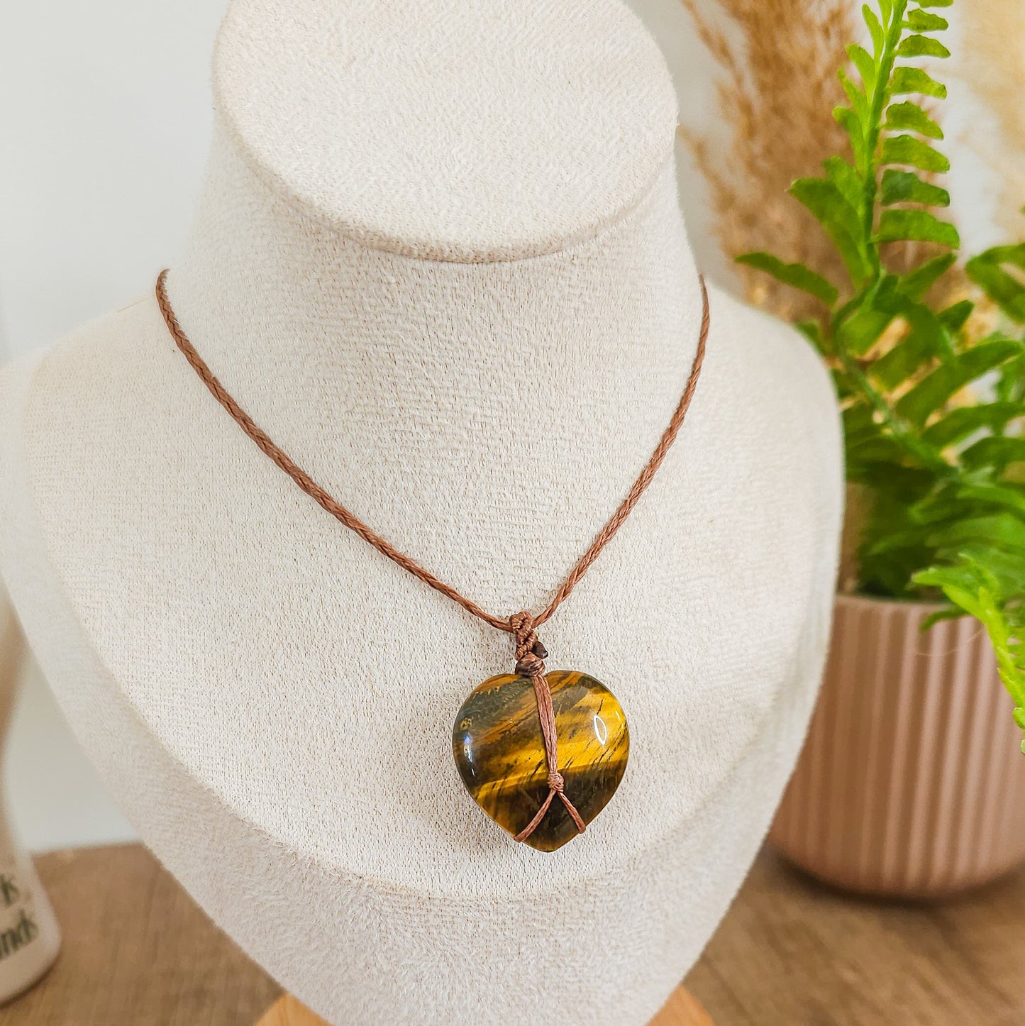 Handmade Tiger's Eye Heart Necklace
