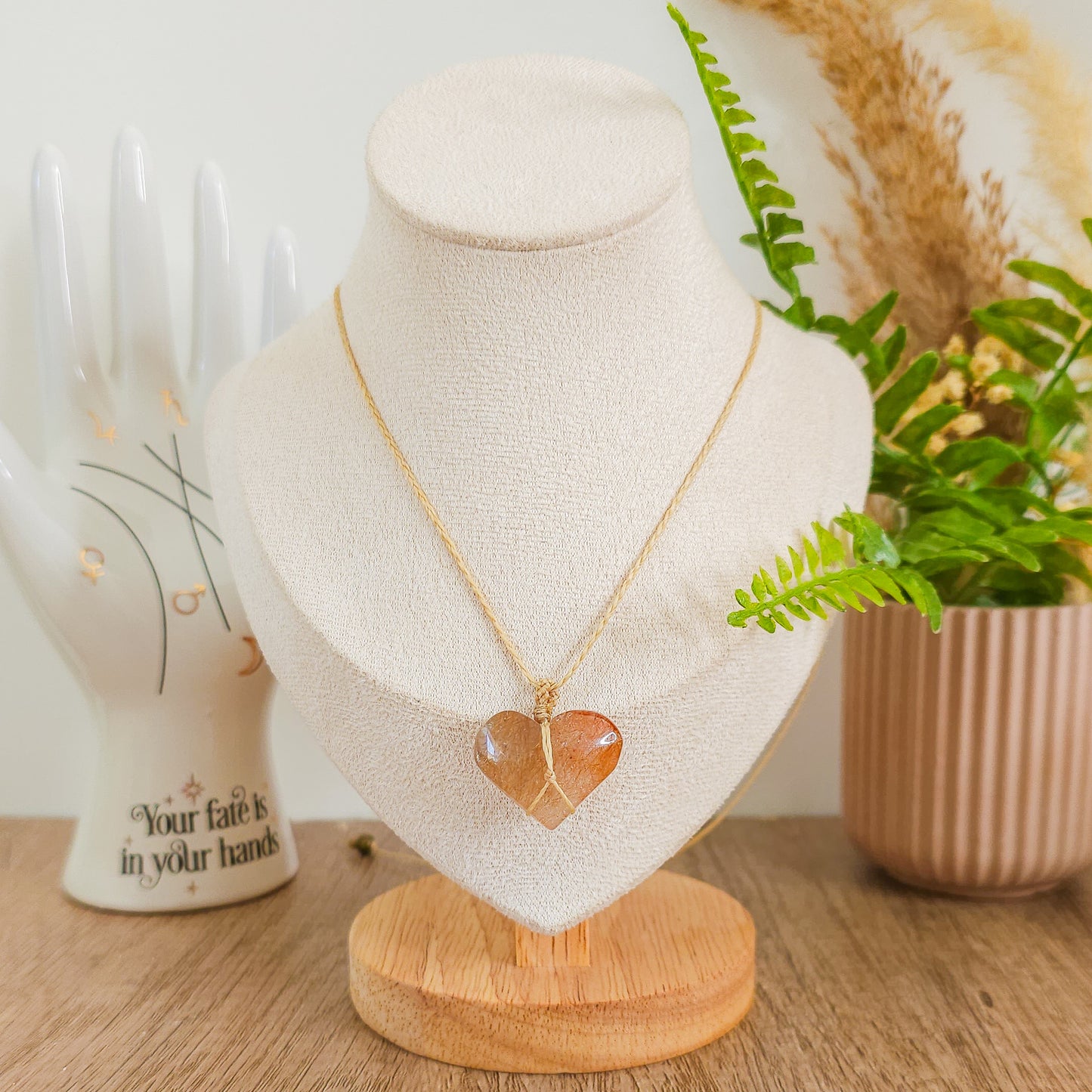 Handmade Rutilated Quartz Heart Necklace