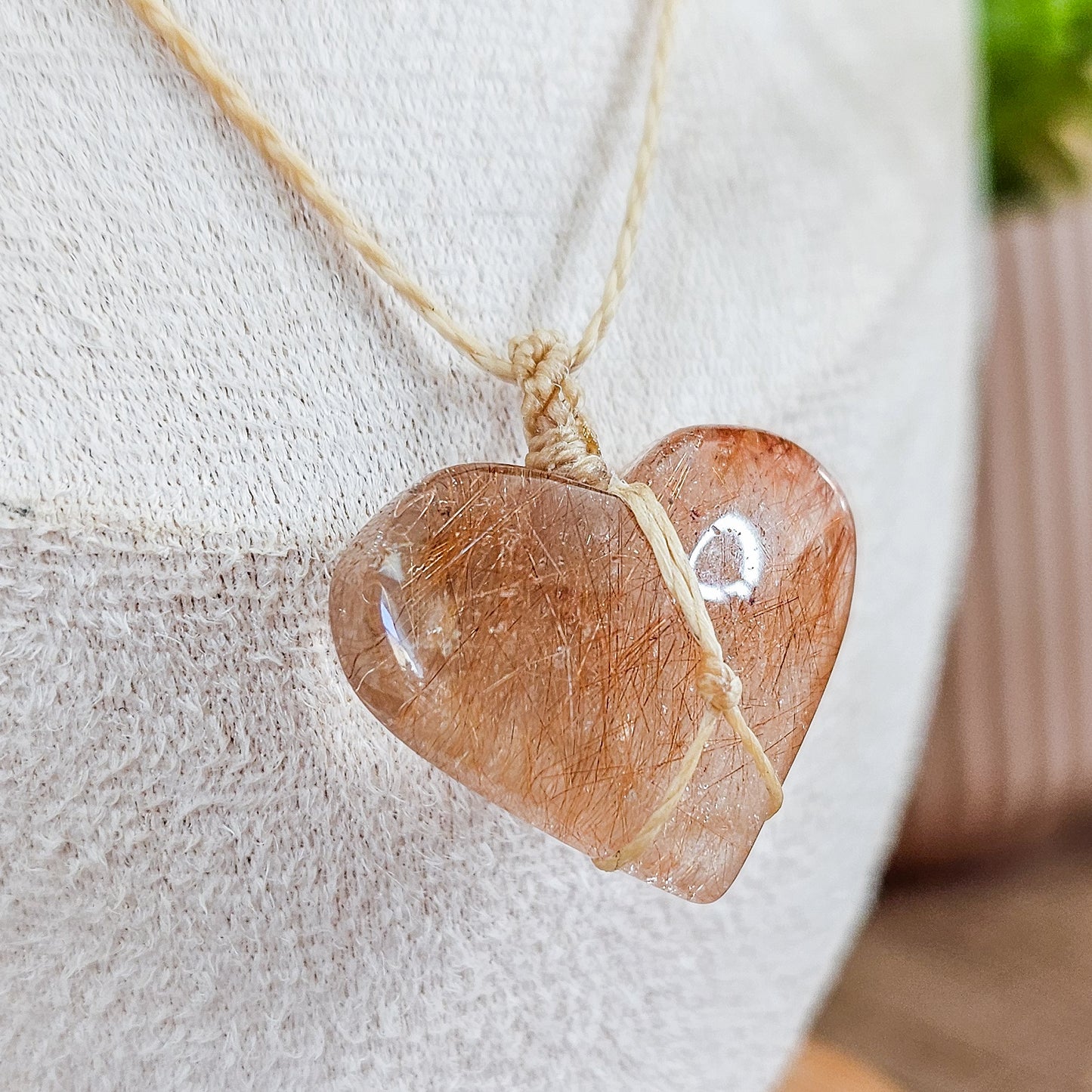 Handmade Rutilated Quartz Heart Necklace