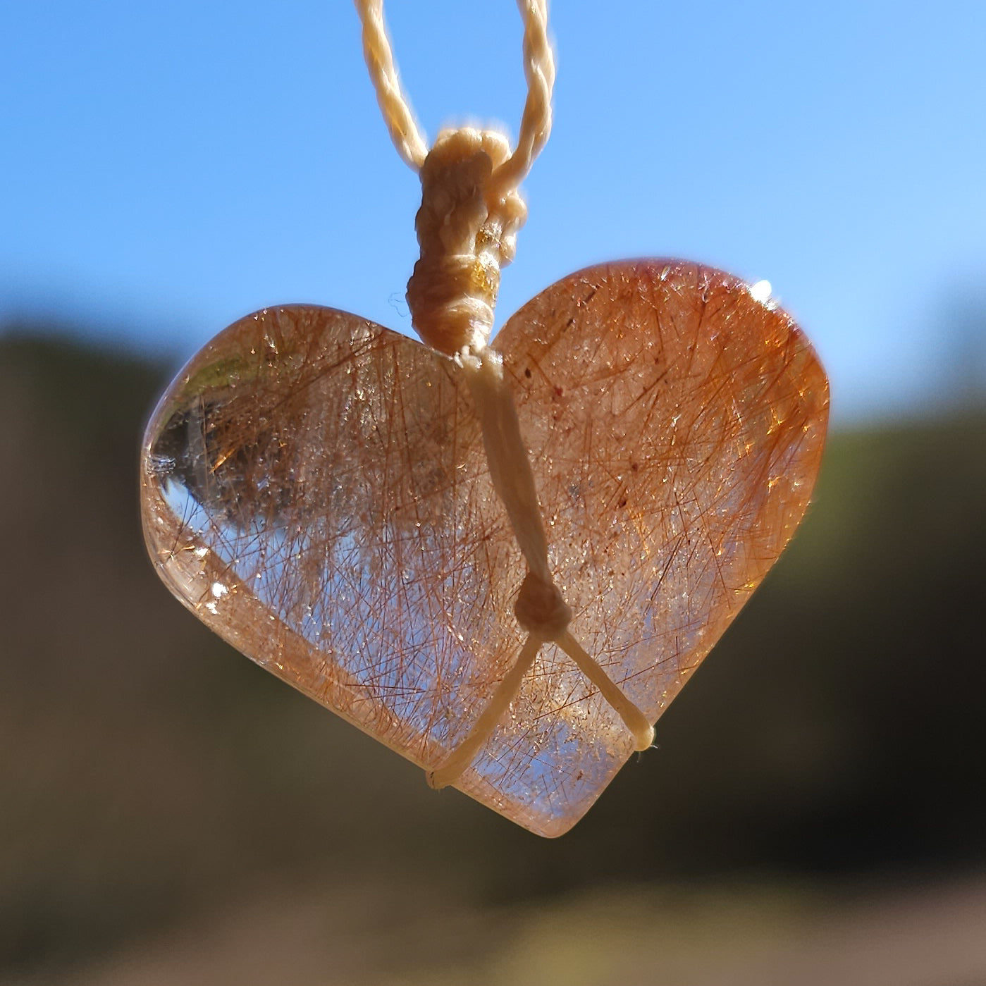Handmade Rutilated Quartz Heart Necklace
