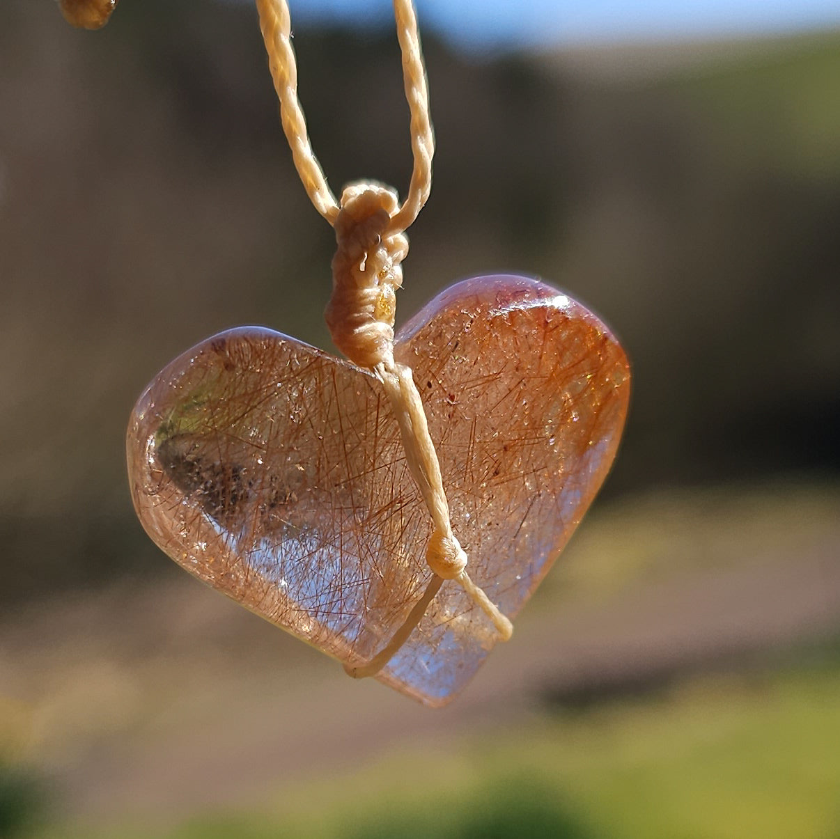 Handmade Rutilated Quartz Heart Necklace