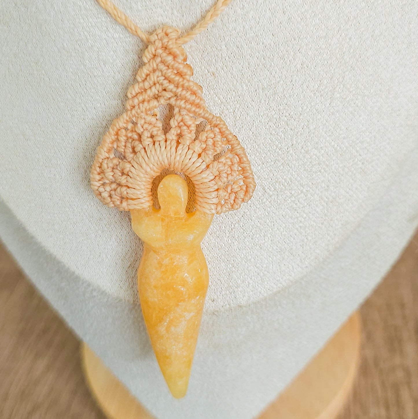 Handmade Orange Calcite Goddess Amulet Necklace
