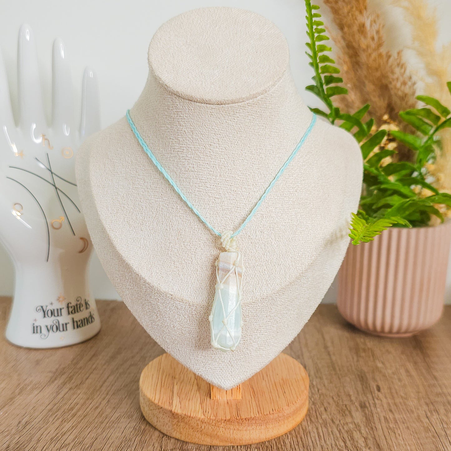 Handmade Necklace with Caribbean Calcite Point