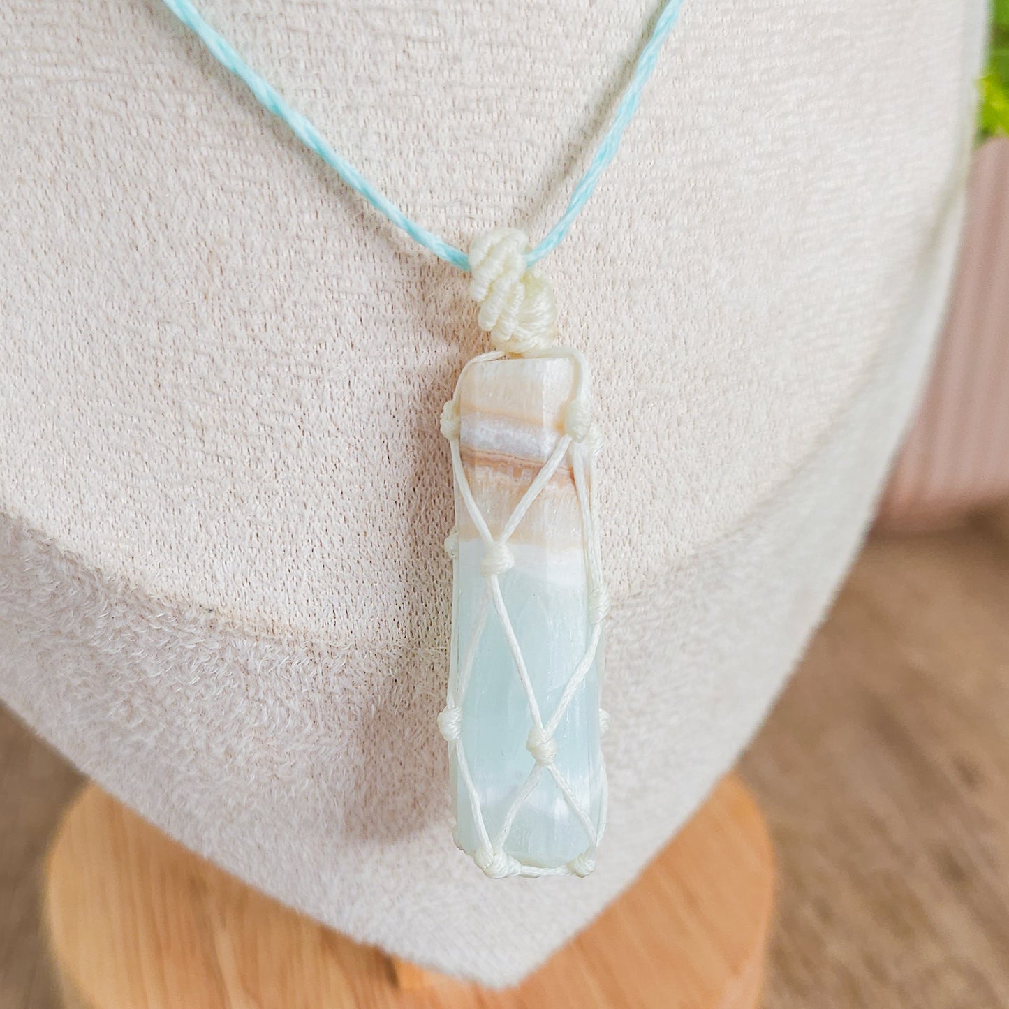 Handmade Necklace with Caribbean Calcite Point