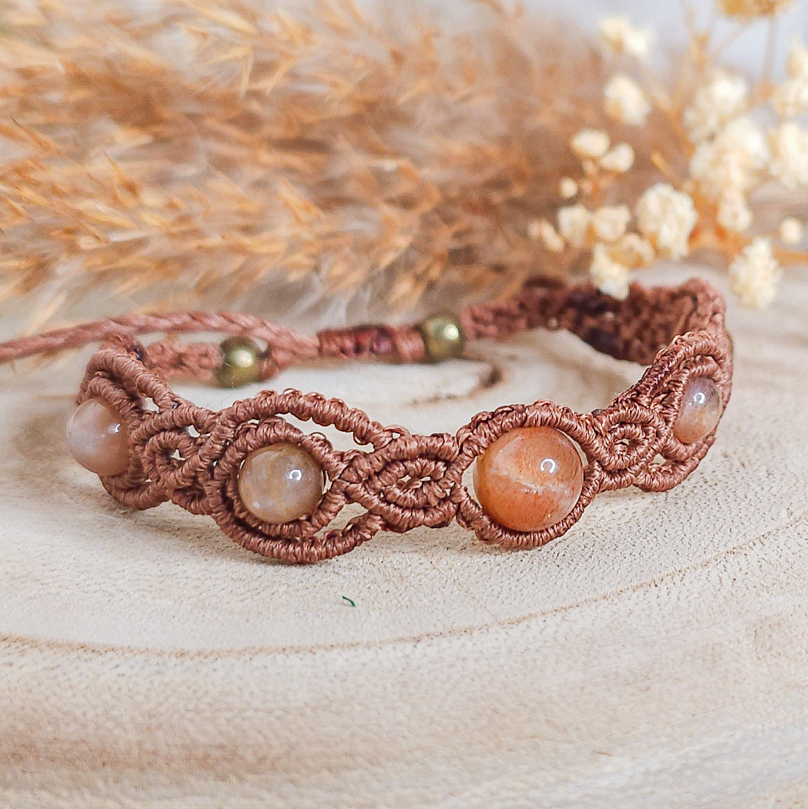Handmade Moonstone and Sunstone Bracelet