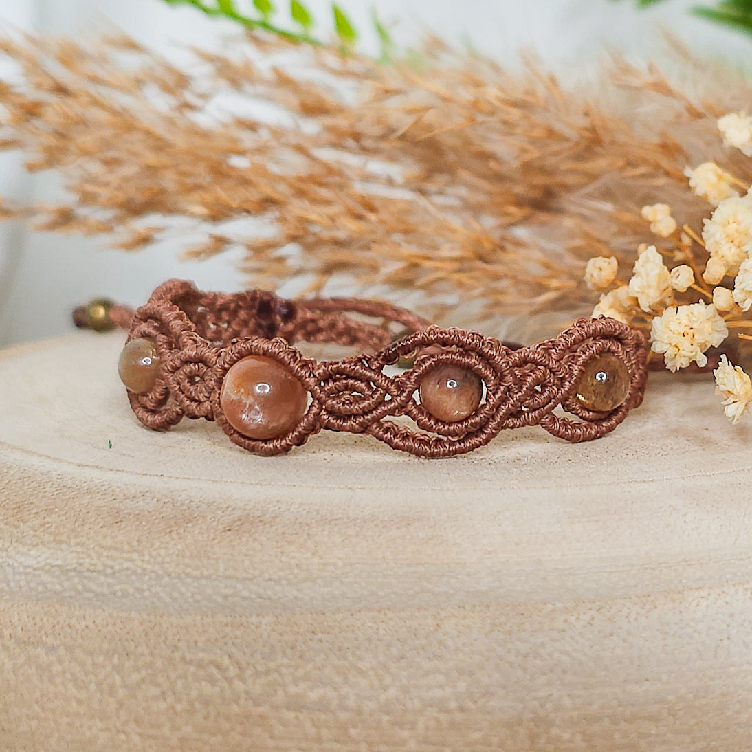 Handmade Moonstone and Sunstone Bracelet