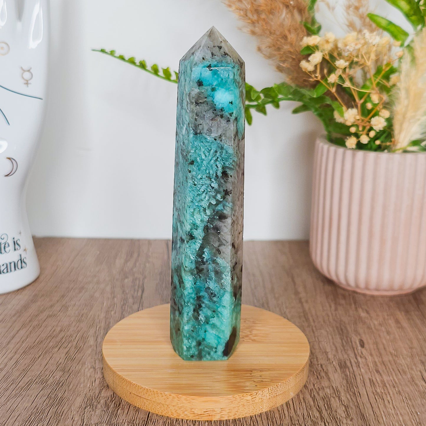 Amazonite with Smoky Quartz Tower