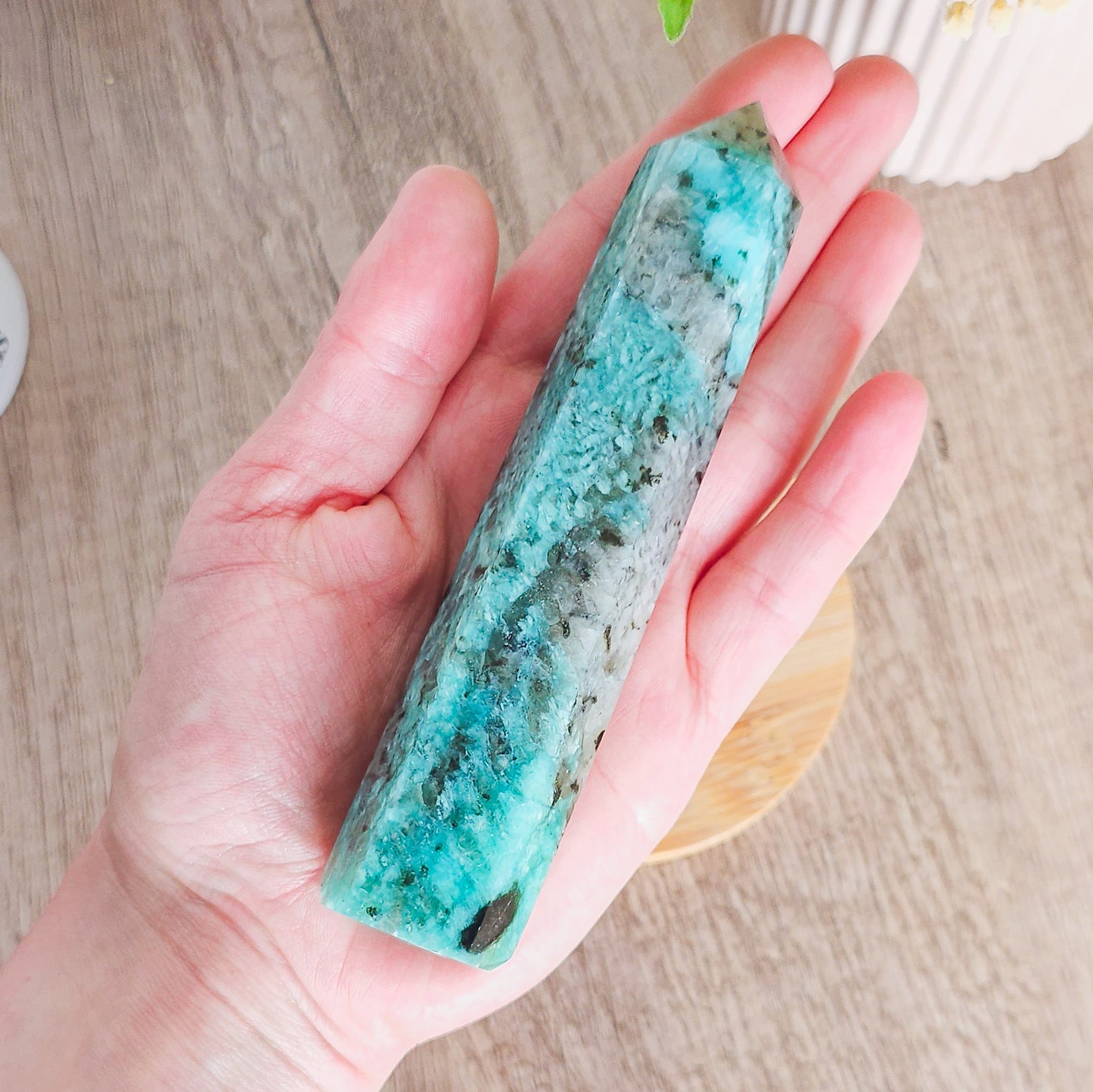 Amazonite with Smoky Quartz Tower