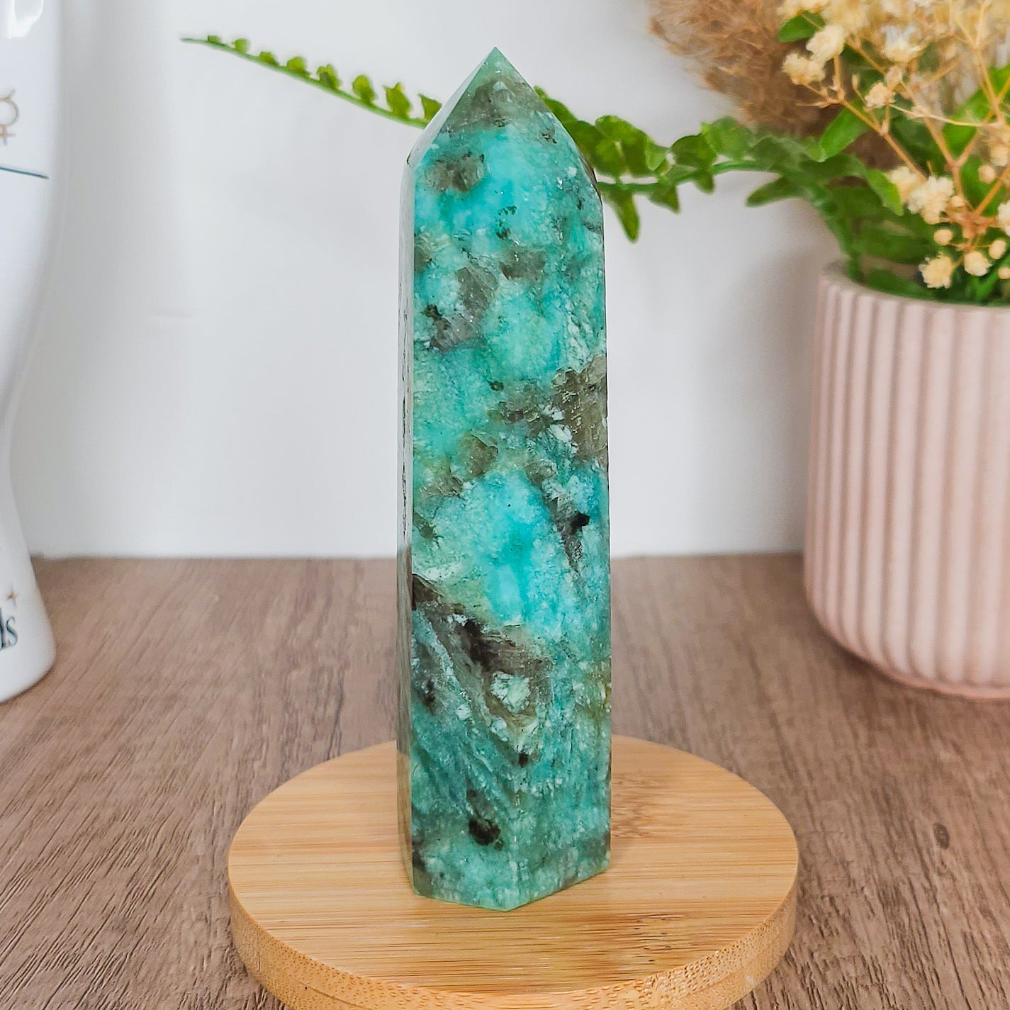 Amazonite with Smoky Quartz Tower