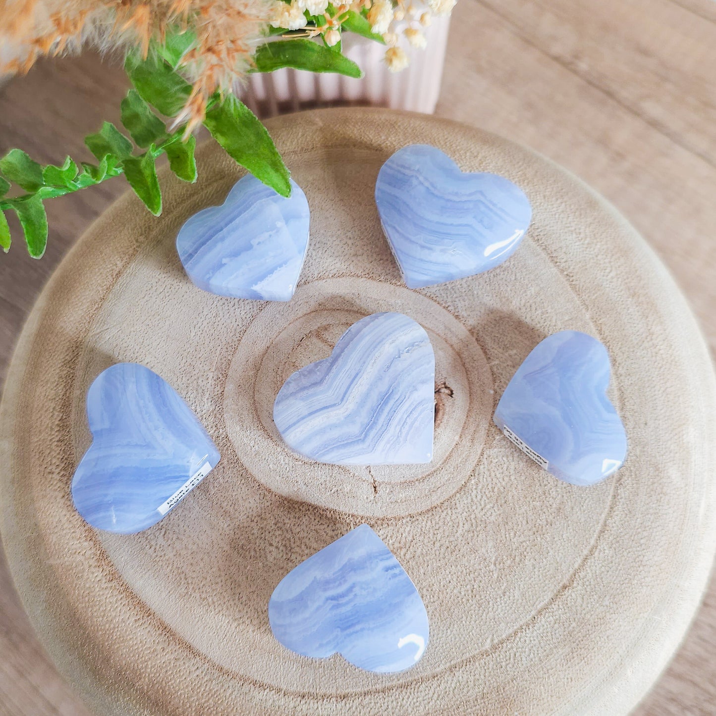 Blue Lace Agate Heart Carving