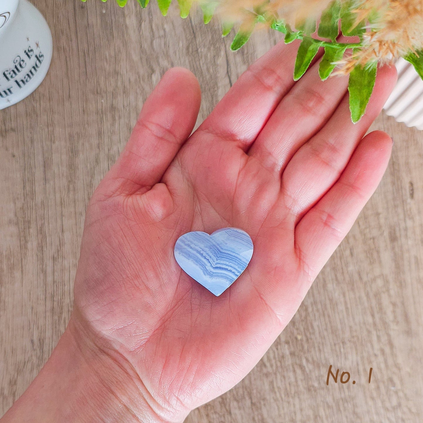 Blue Lace Agate Heart Carving