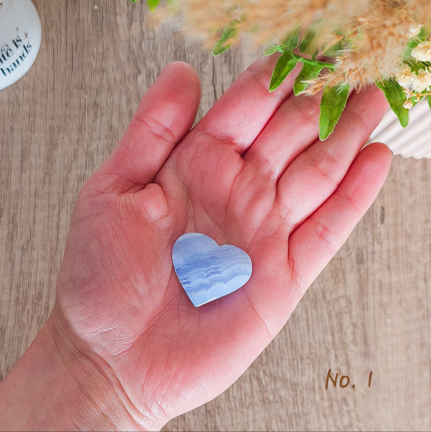 Blue Lace Agate Heart Carving