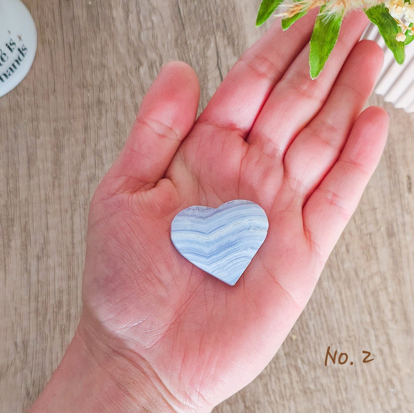 Blue Lace Agate Heart Carving