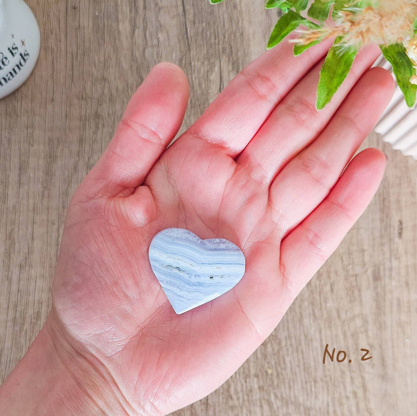 Blue Lace Agate Heart Carving