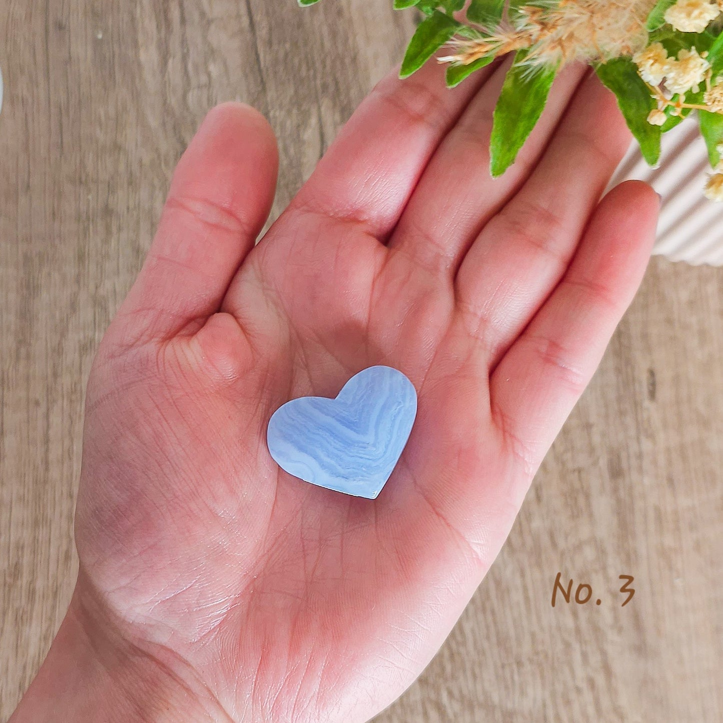 Blue Lace Agate Heart Carving